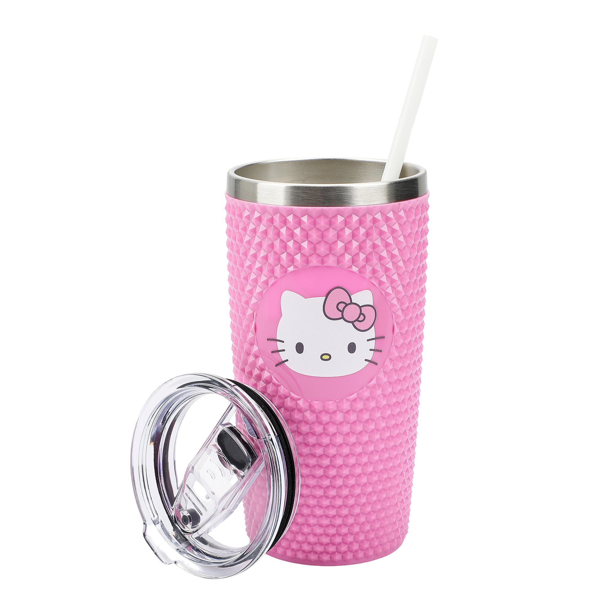 Hello Kitty Character Face Pink 20 Oz Stainless Steel Spiked Tumbler