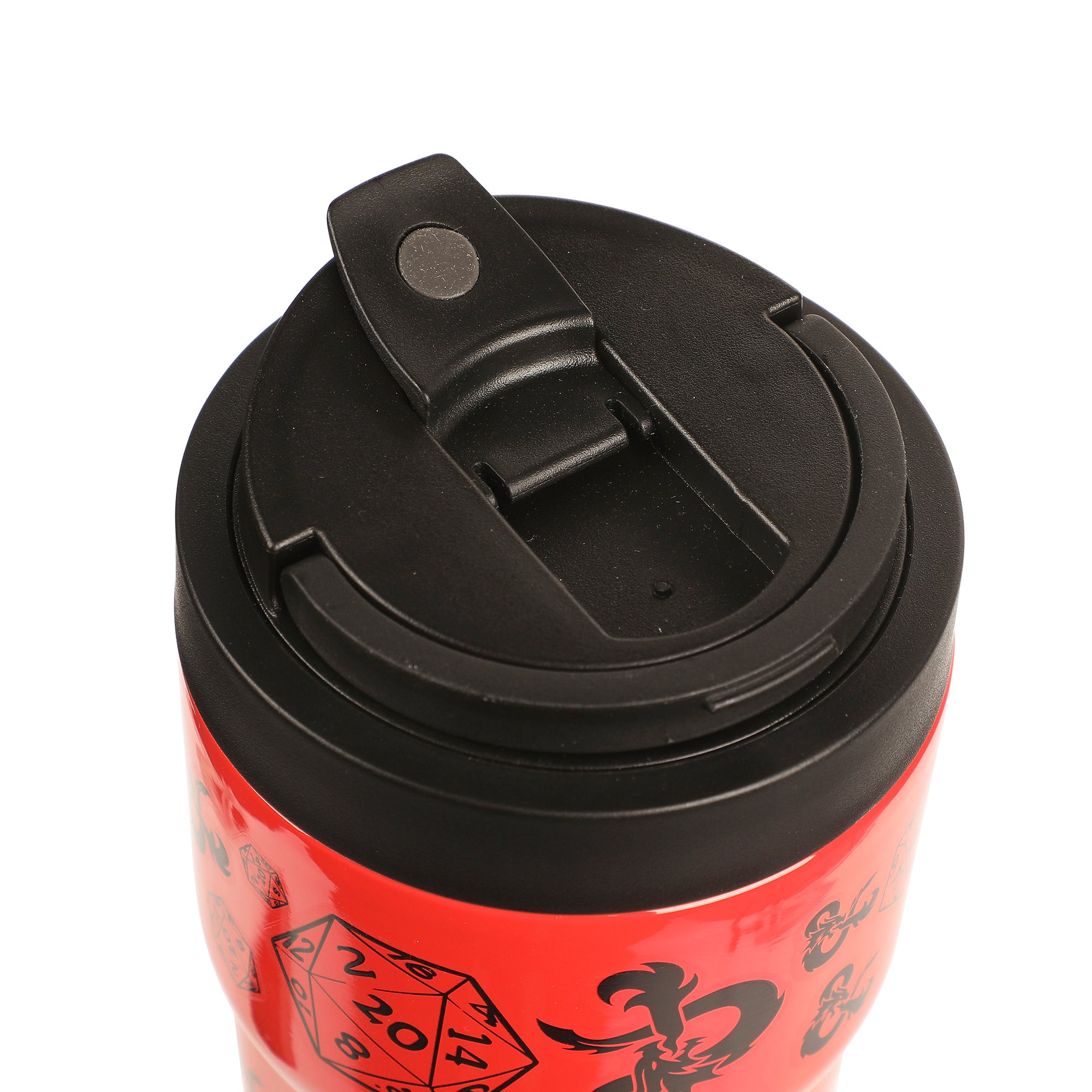 Dungeons & Dragons D20 Dice & Logo Red 27 Oz Stainless Steel Coffee Tumbler