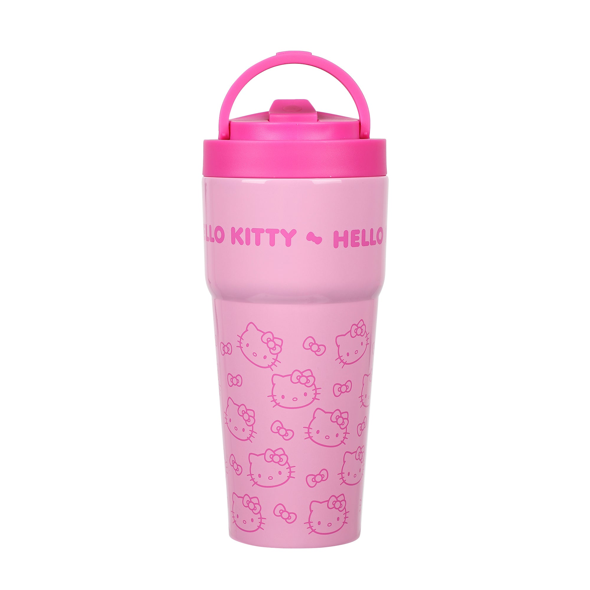 Hello Kitty Character Print Pink 27 Oz Stainless Steel Travel Coffee Tumbler