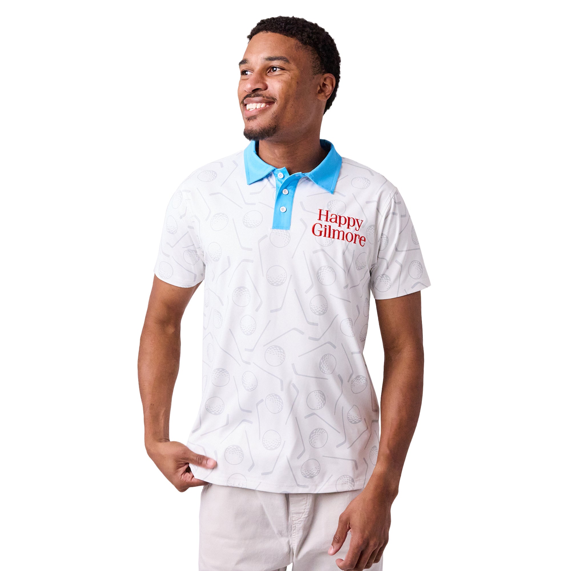 Happy Gilmore Logo Adult White Short Sleeve Golf Polo