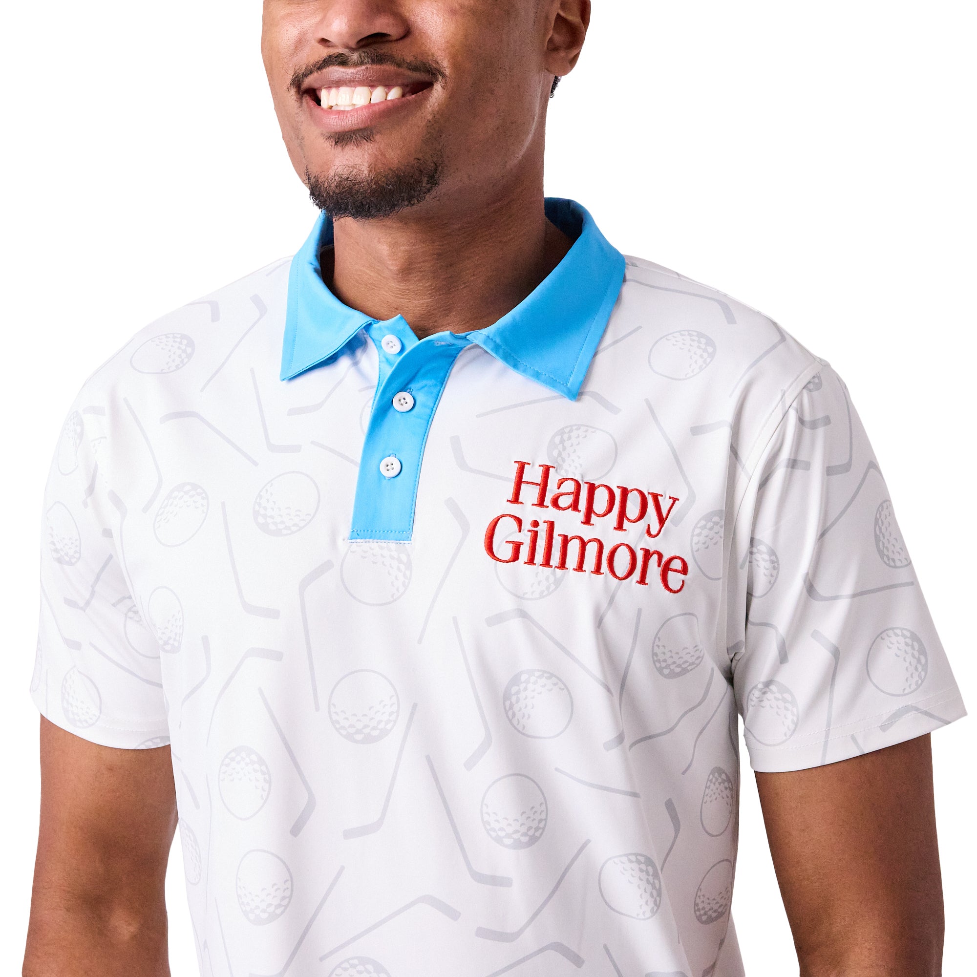 Happy Gilmore Logo Adult White Short Sleeve Golf Polo
