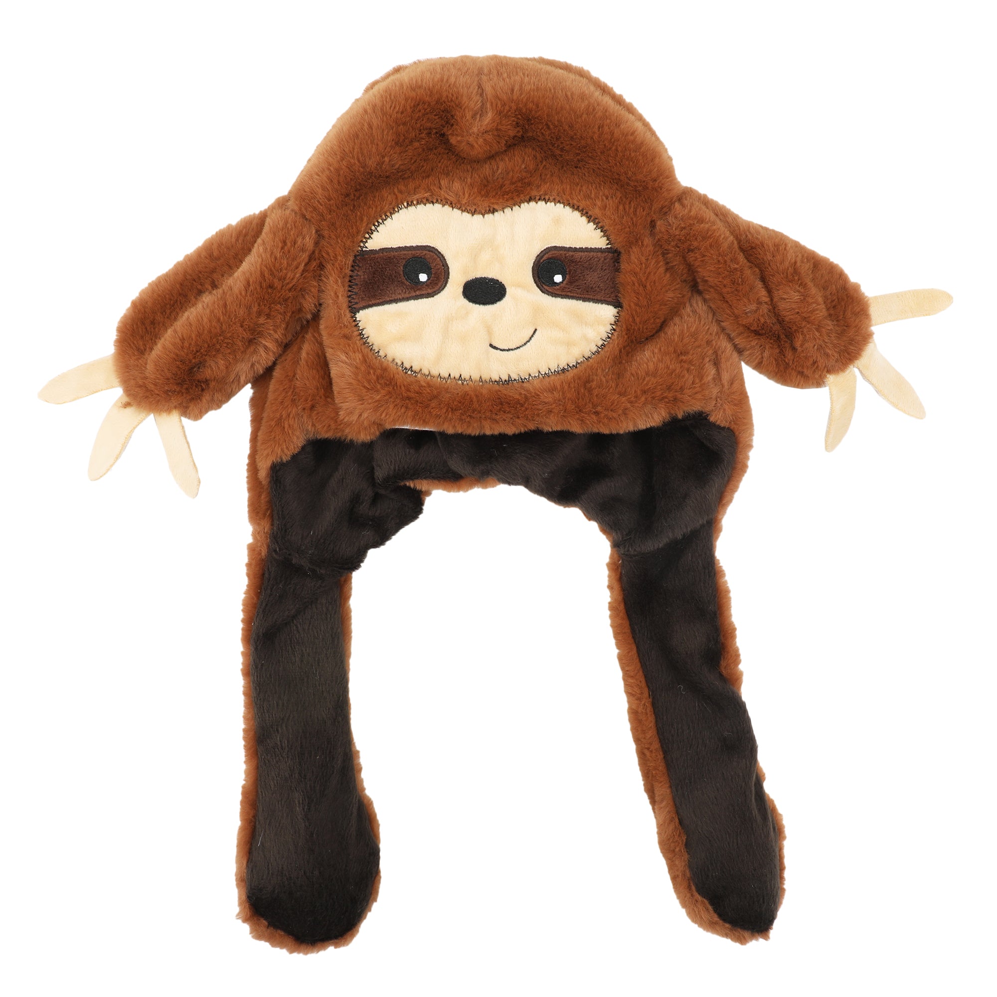 Sloth Face Youth Brown Hat With 3D Moveable Arms