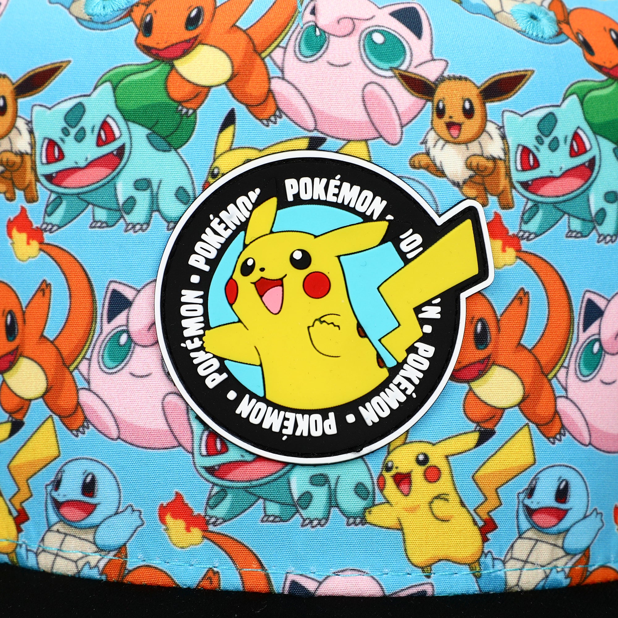Pokemon Characters AOP Youth Light Blue Snapback Cap