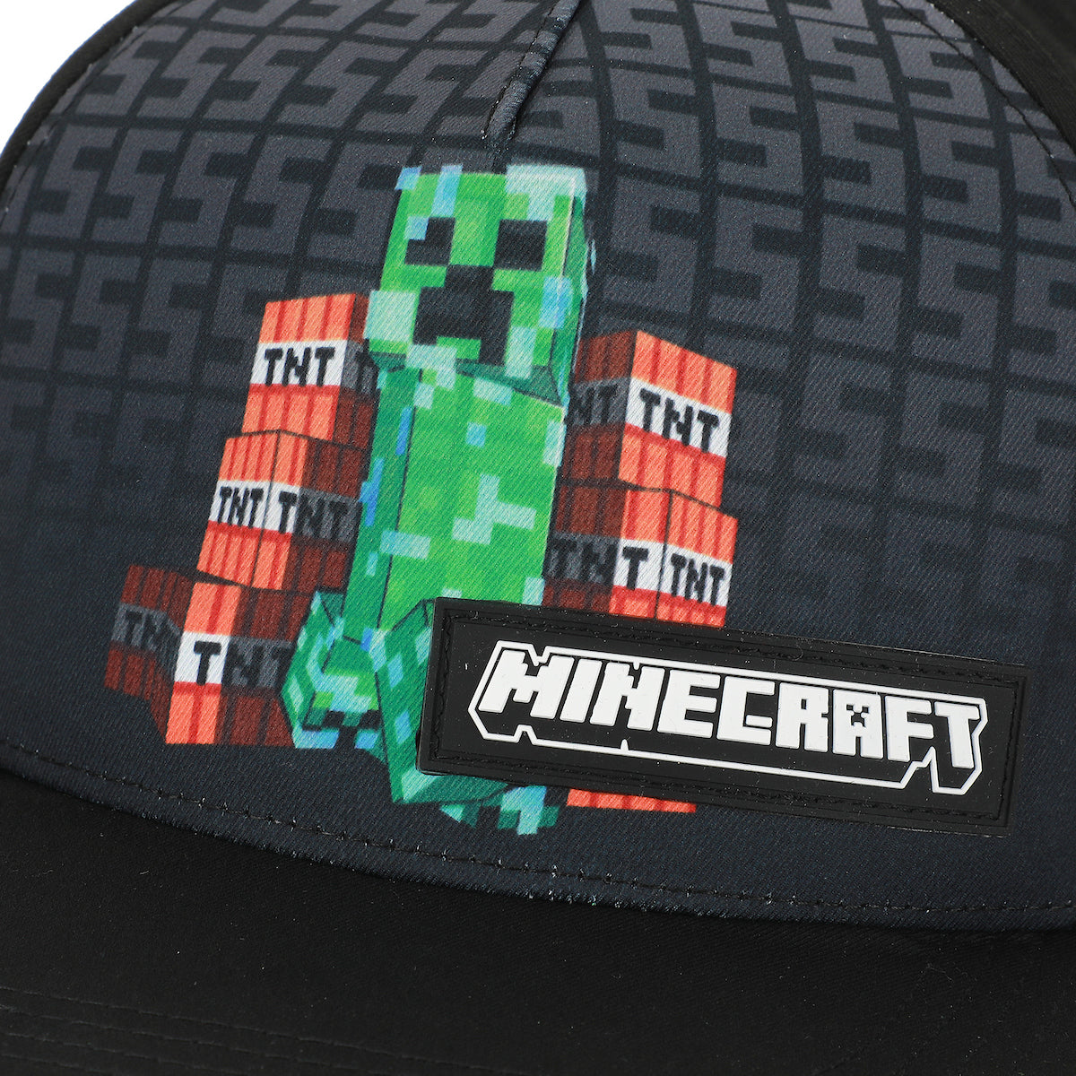 Minecraft Creeper & TNT Youth Black Snapback Hat