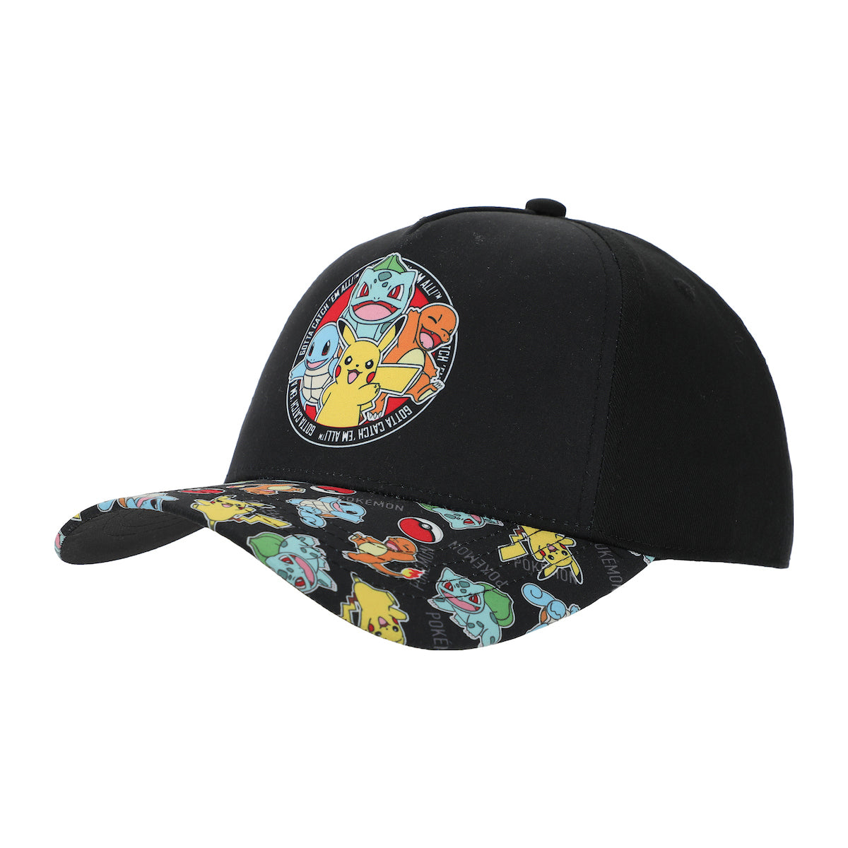 Pokémon Starters Youth Black 5 Panel Curved Brim Hat