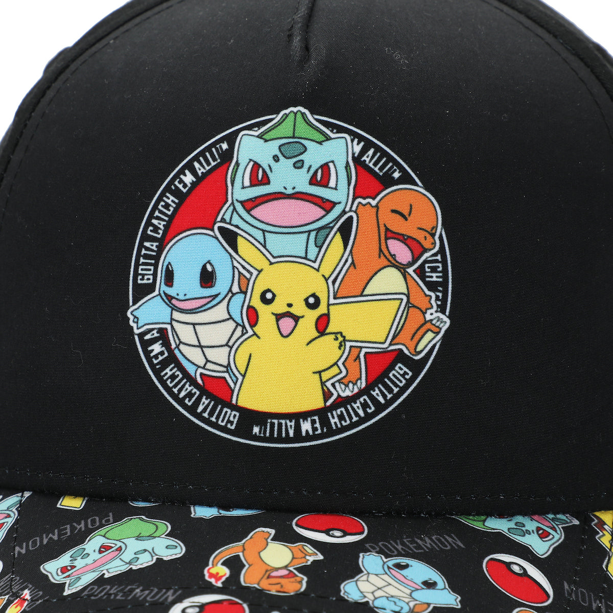 Pokémon Starters Youth Black 5 Panel Curved Brim Hat