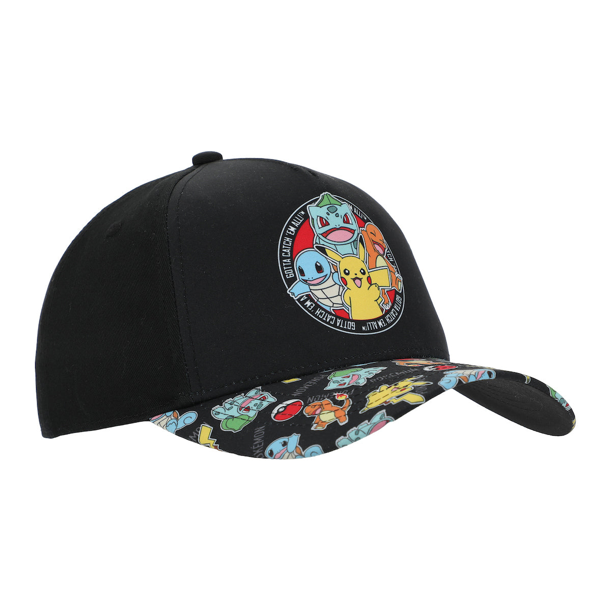 Pokémon Starters Youth Black 5 Panel Curved Brim Hat