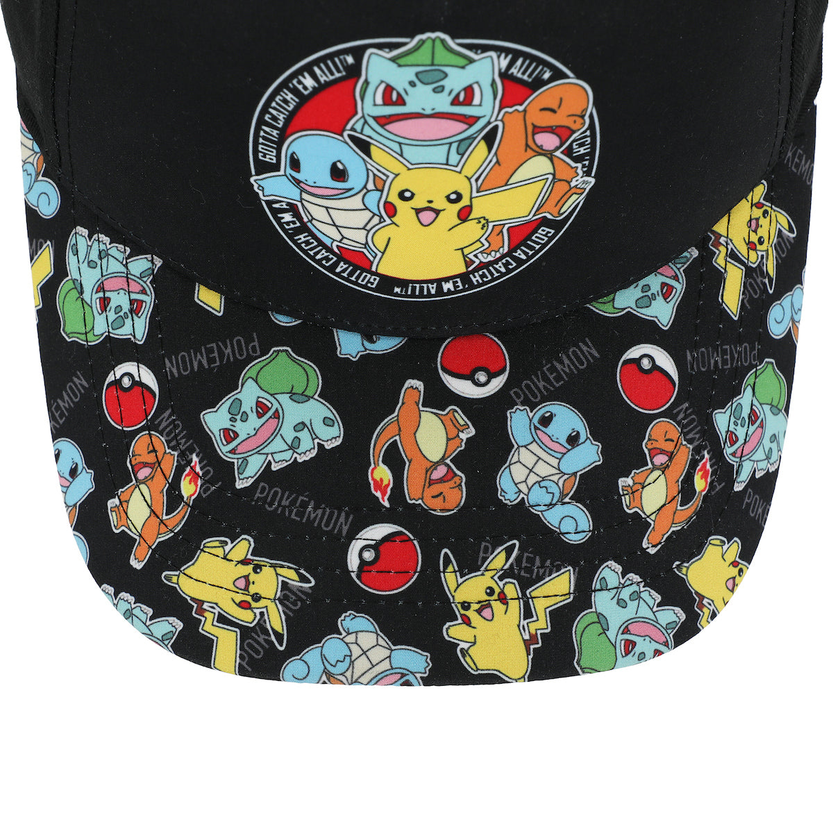Pokémon Starters Youth Black 5 Panel Curved Brim Hat