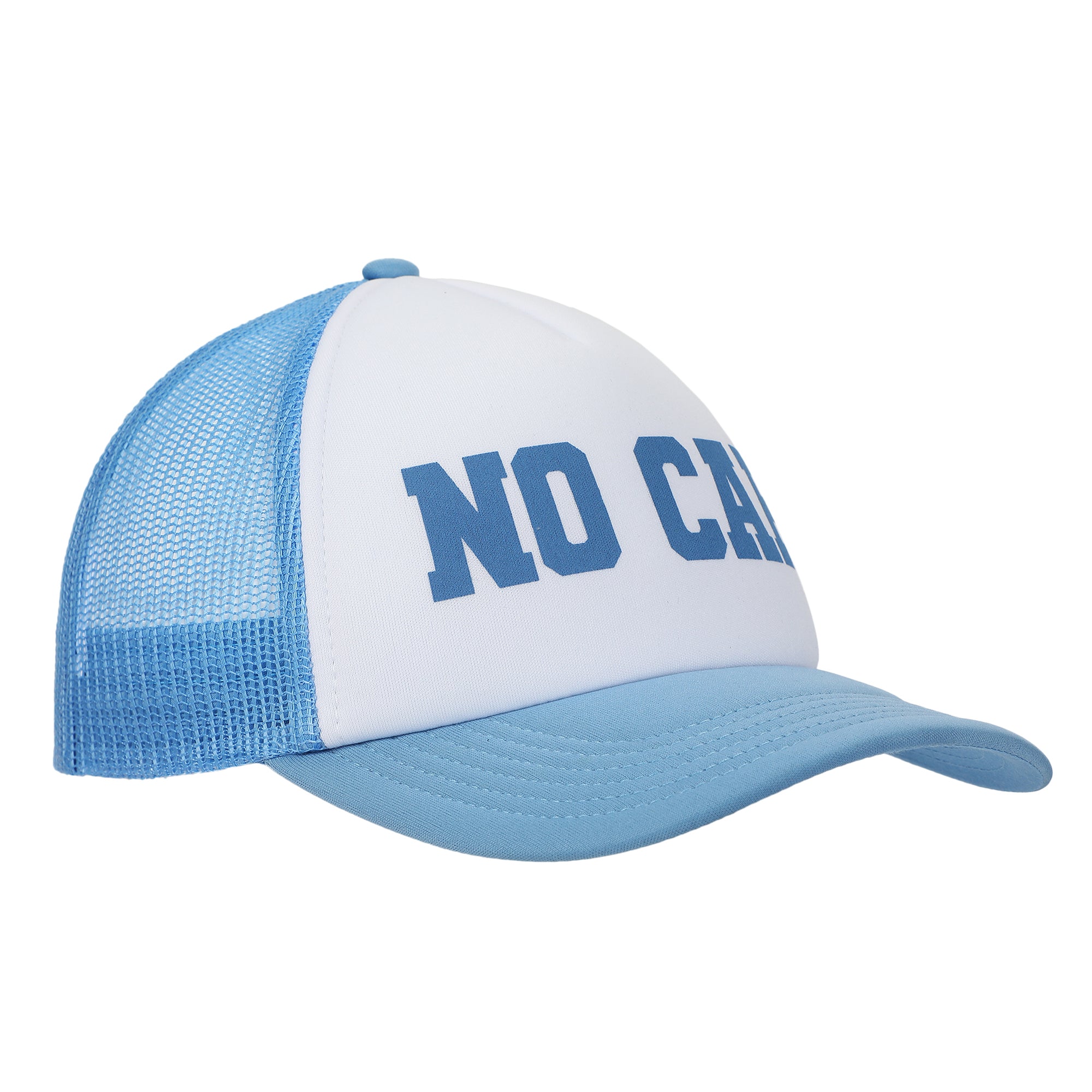 No Cap Blue & White Foam Trucker Hat
