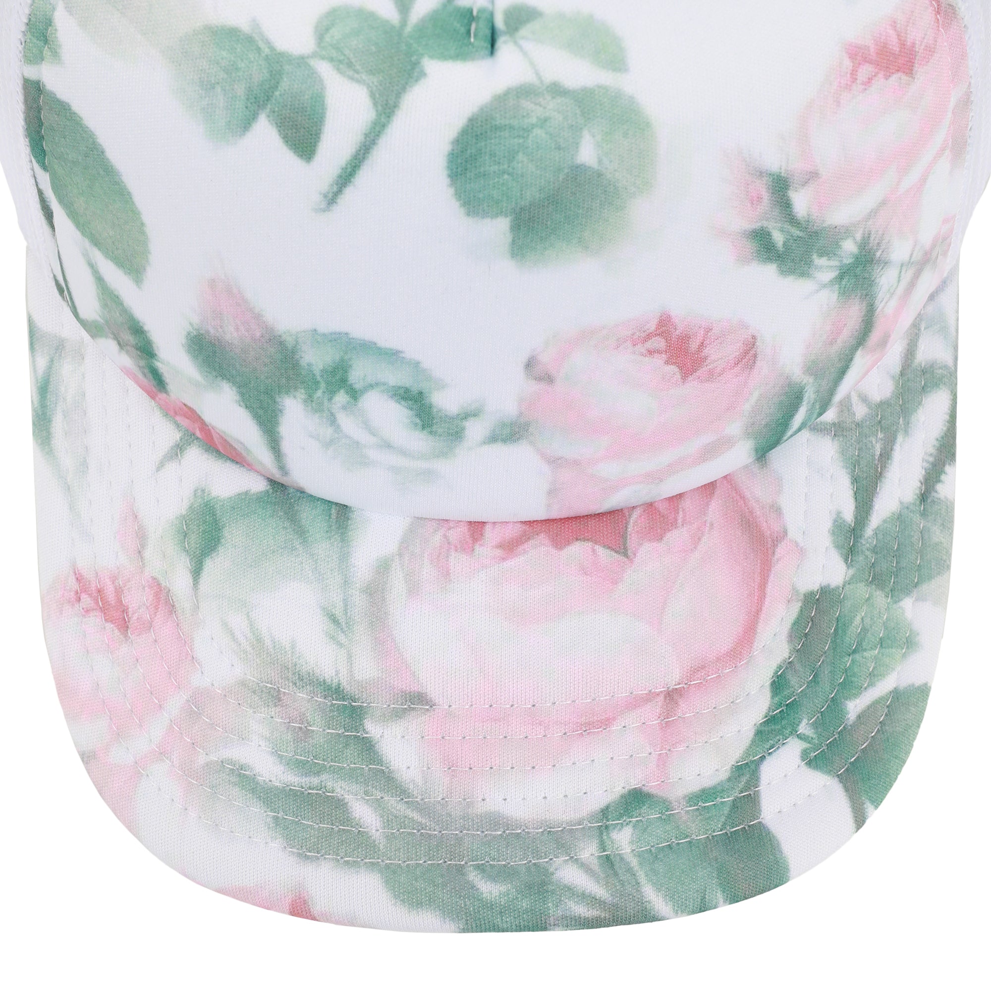 Floral Rose Print White Foam Trucker Hat