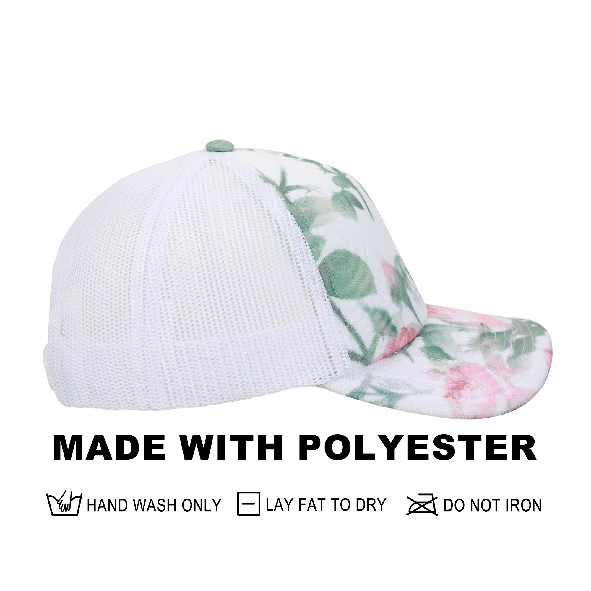 Floral Rose Print White Foam Trucker Hat