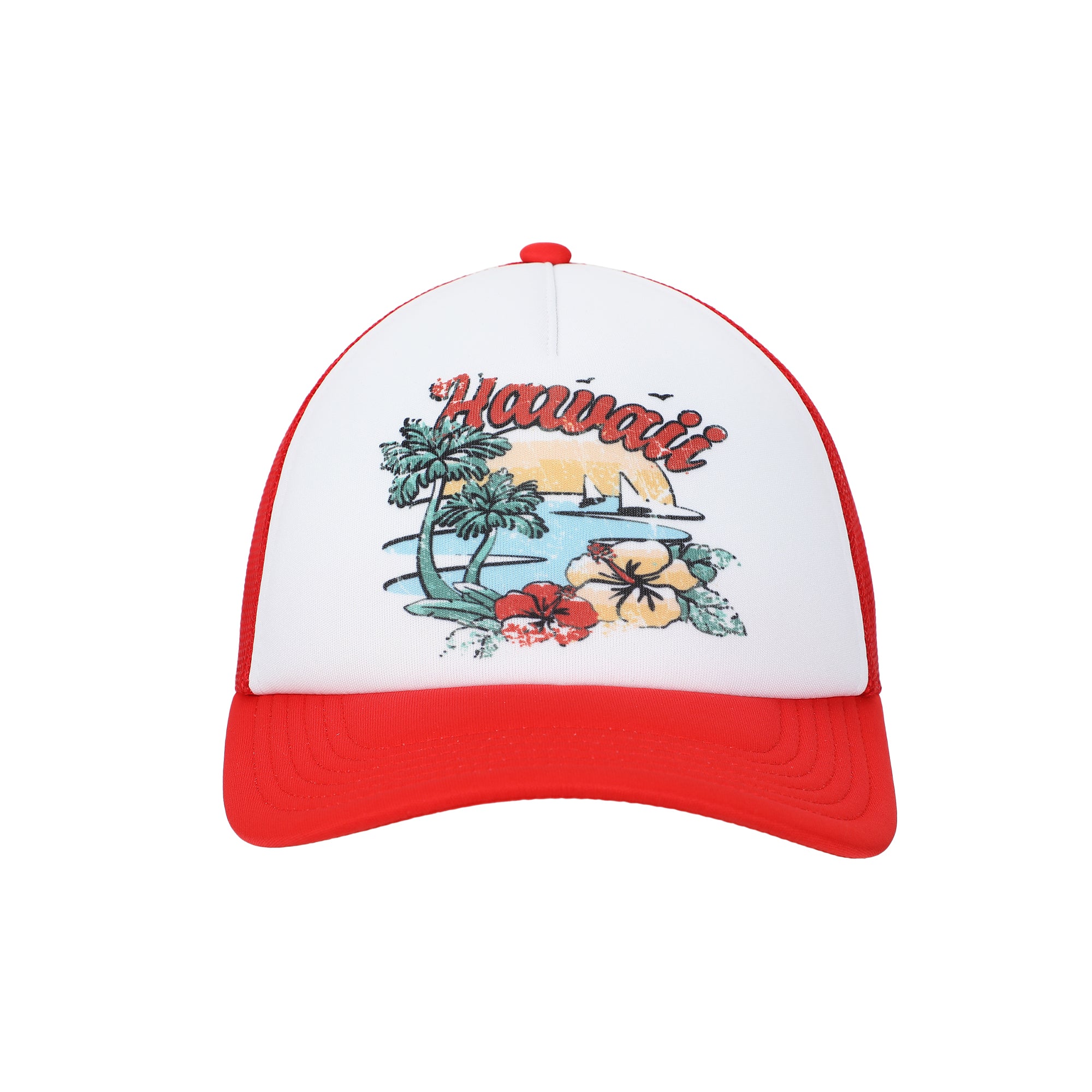 Hawaii Coast White & Red Foam Trucker Hat