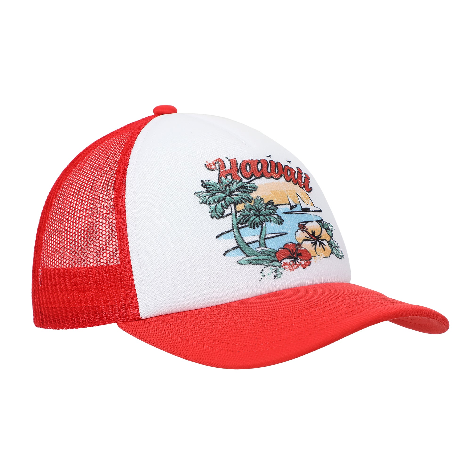 Hawaii Coast White & Red Foam Trucker Hat