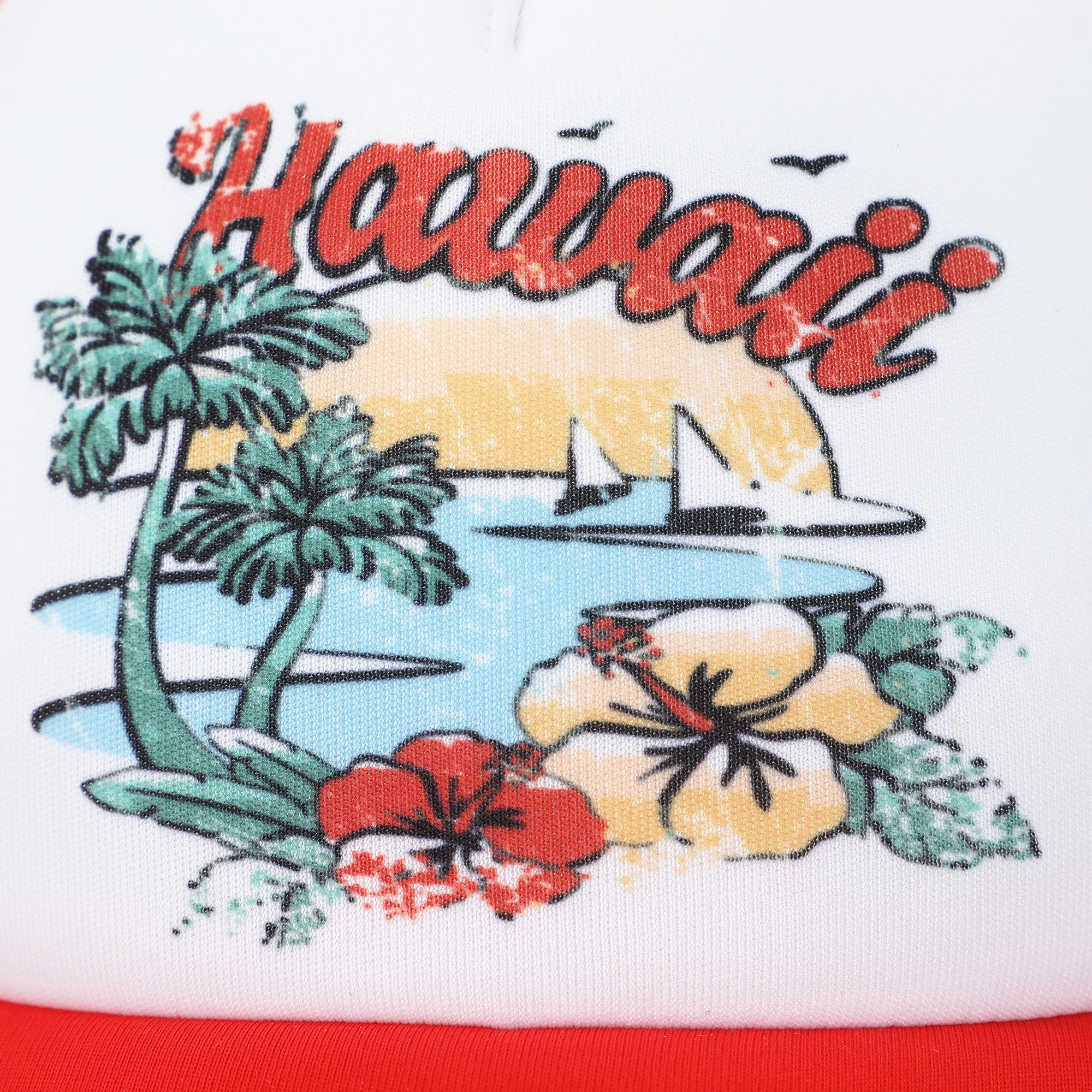 Hawaii Coast White & Red Foam Trucker Hat
