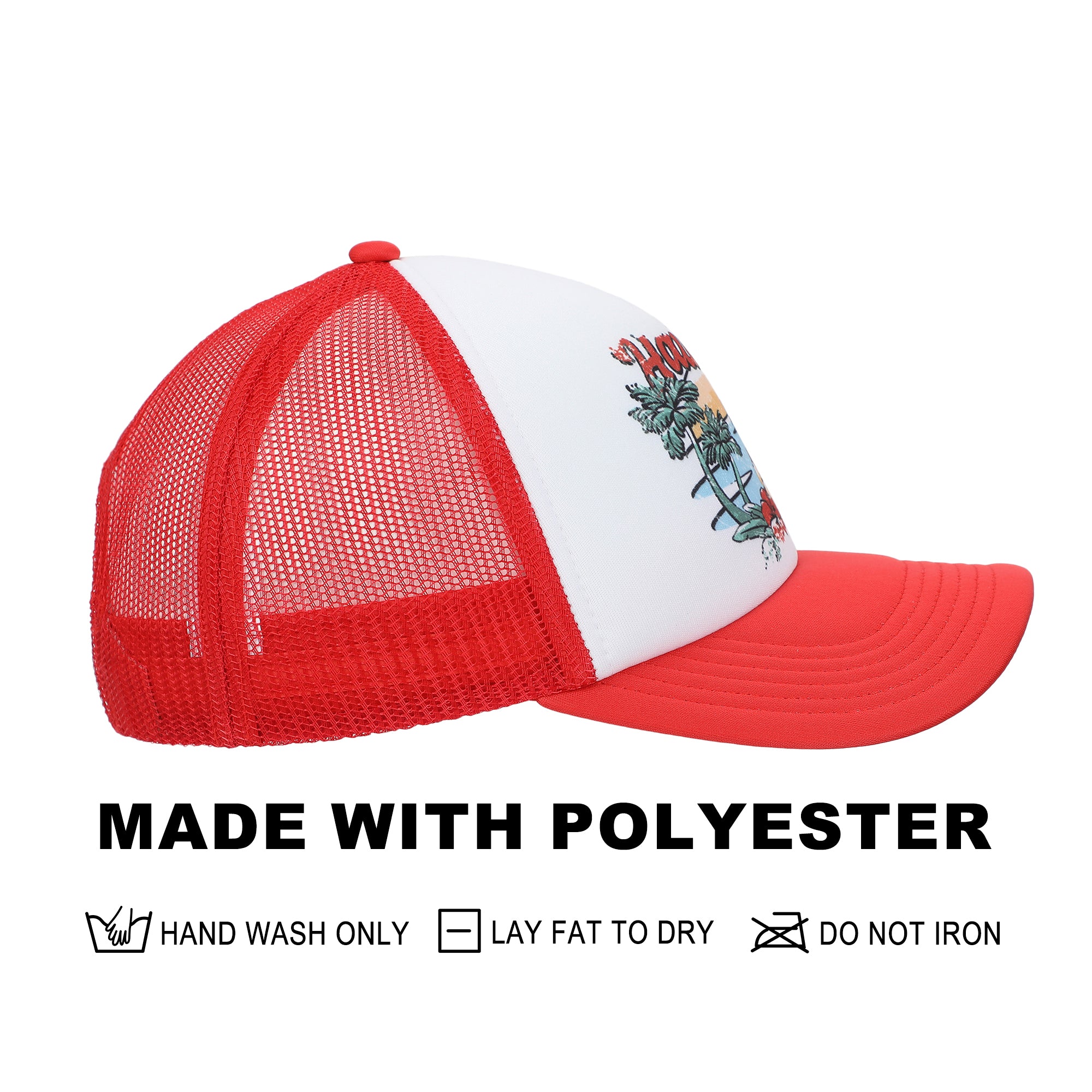 Hawaii Coast White & Red Foam Trucker Hat
