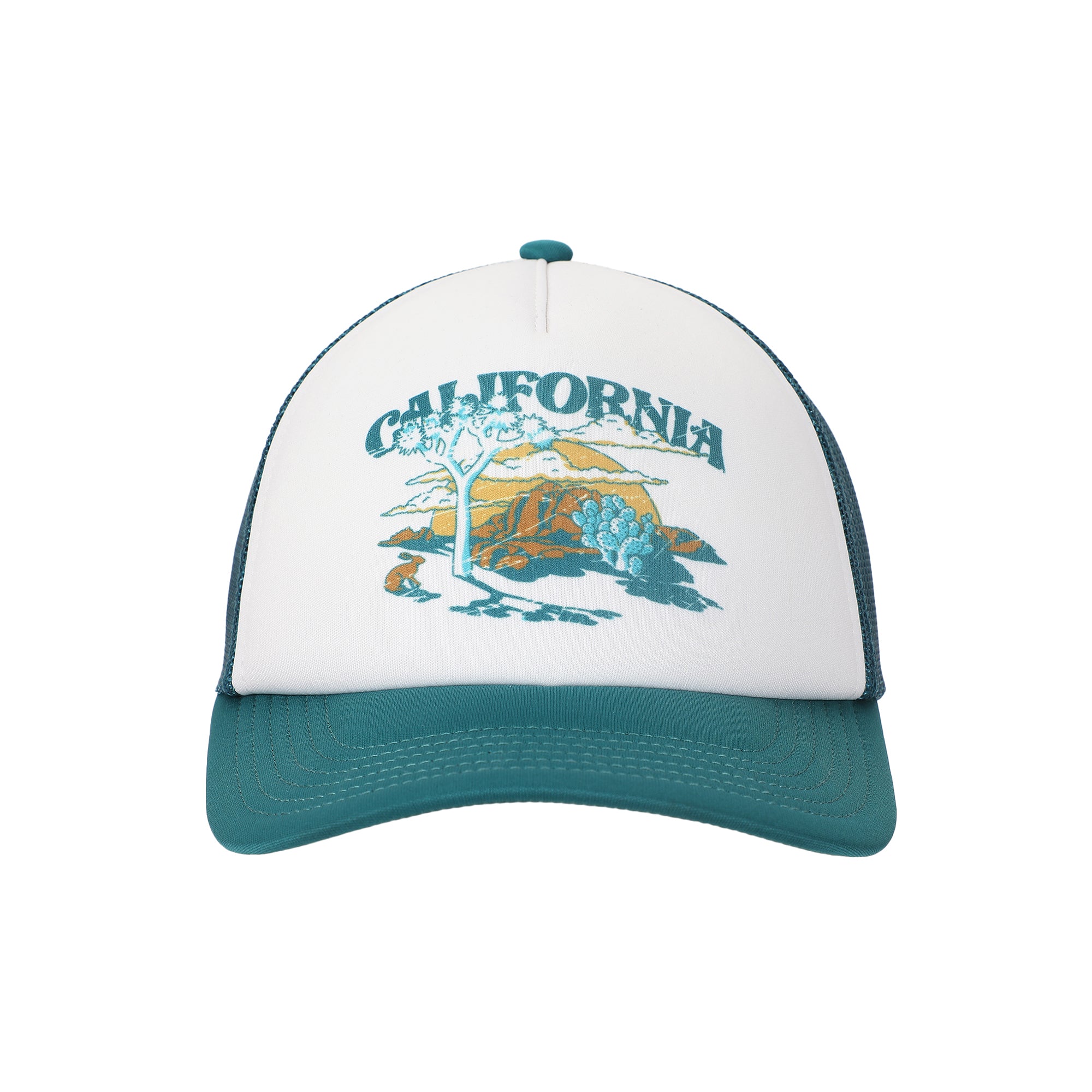 California Mountains & Desert White & Green Foam Trucker Hat