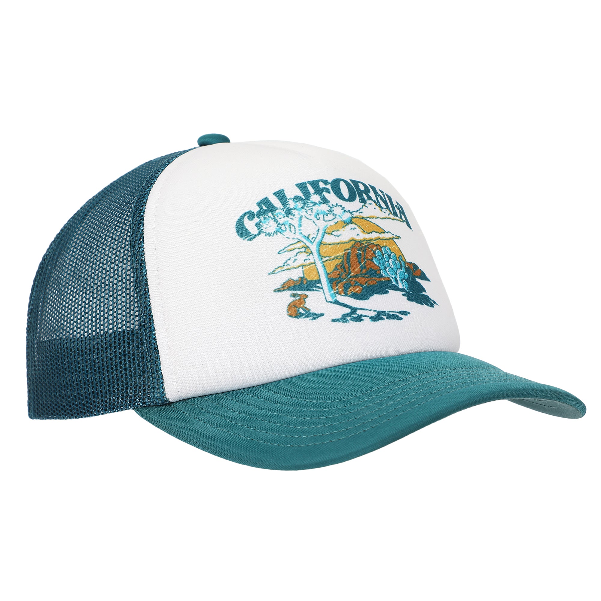 California Mountains & Desert White & Green Foam Trucker Hat