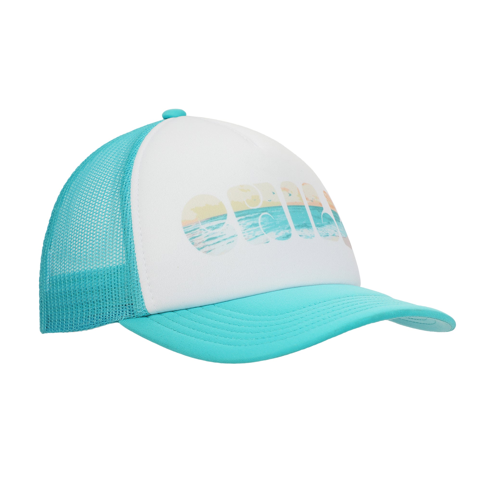 Chill Beach Vibes White & Aqua Foam Trucker Hat
