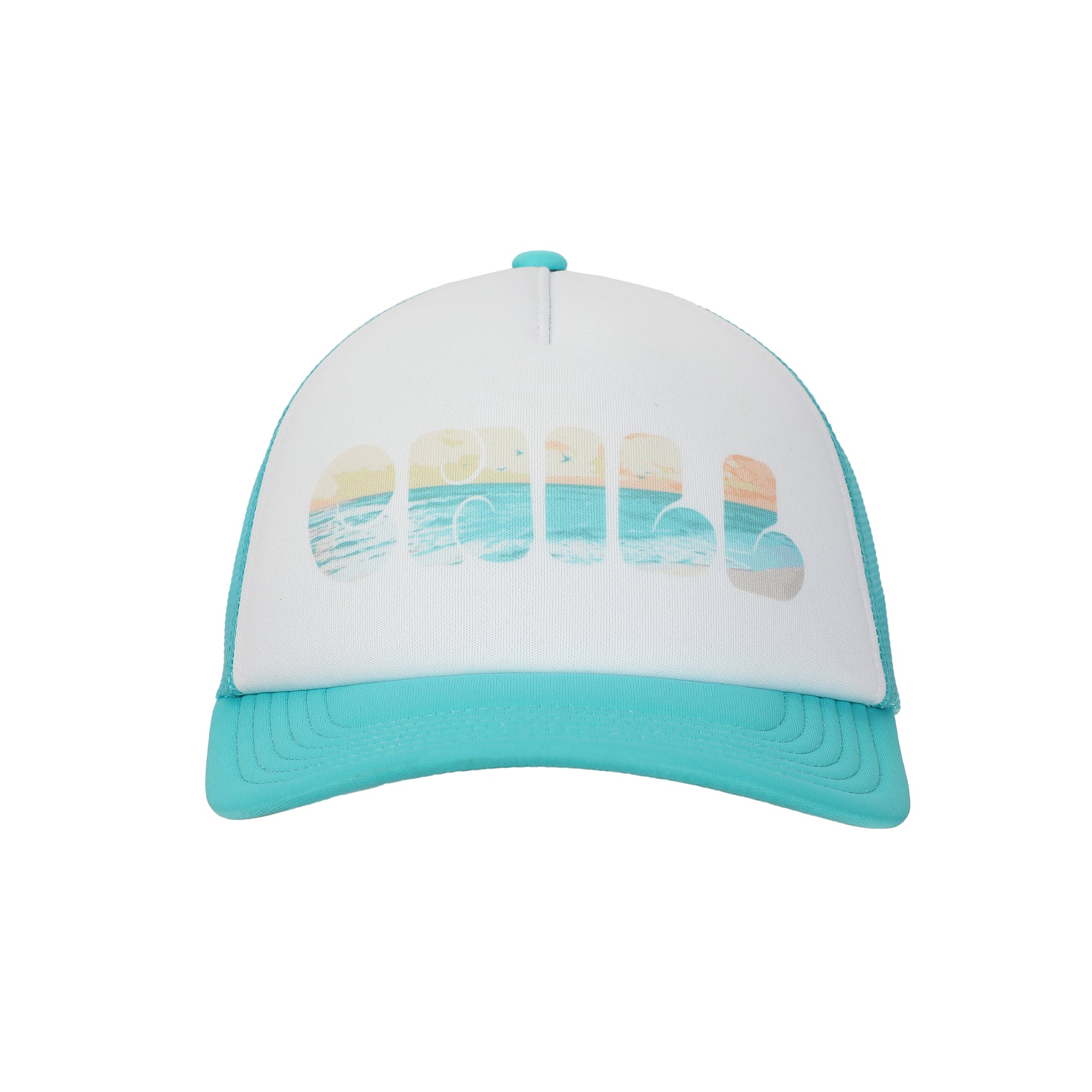 Chill Beach Vibes White & Aqua Foam Trucker Hat