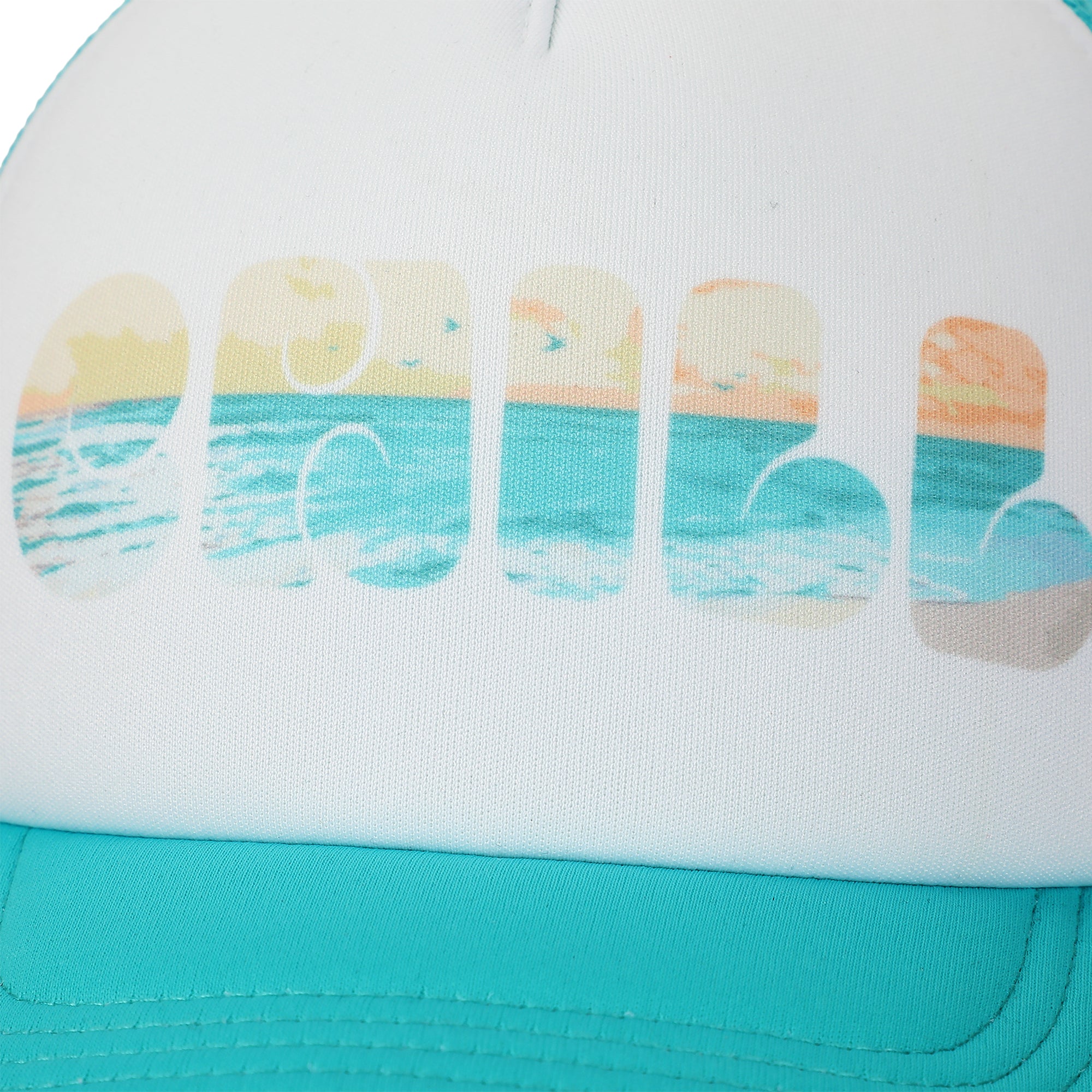 Chill Beach Vibes White & Aqua Foam Trucker Hat