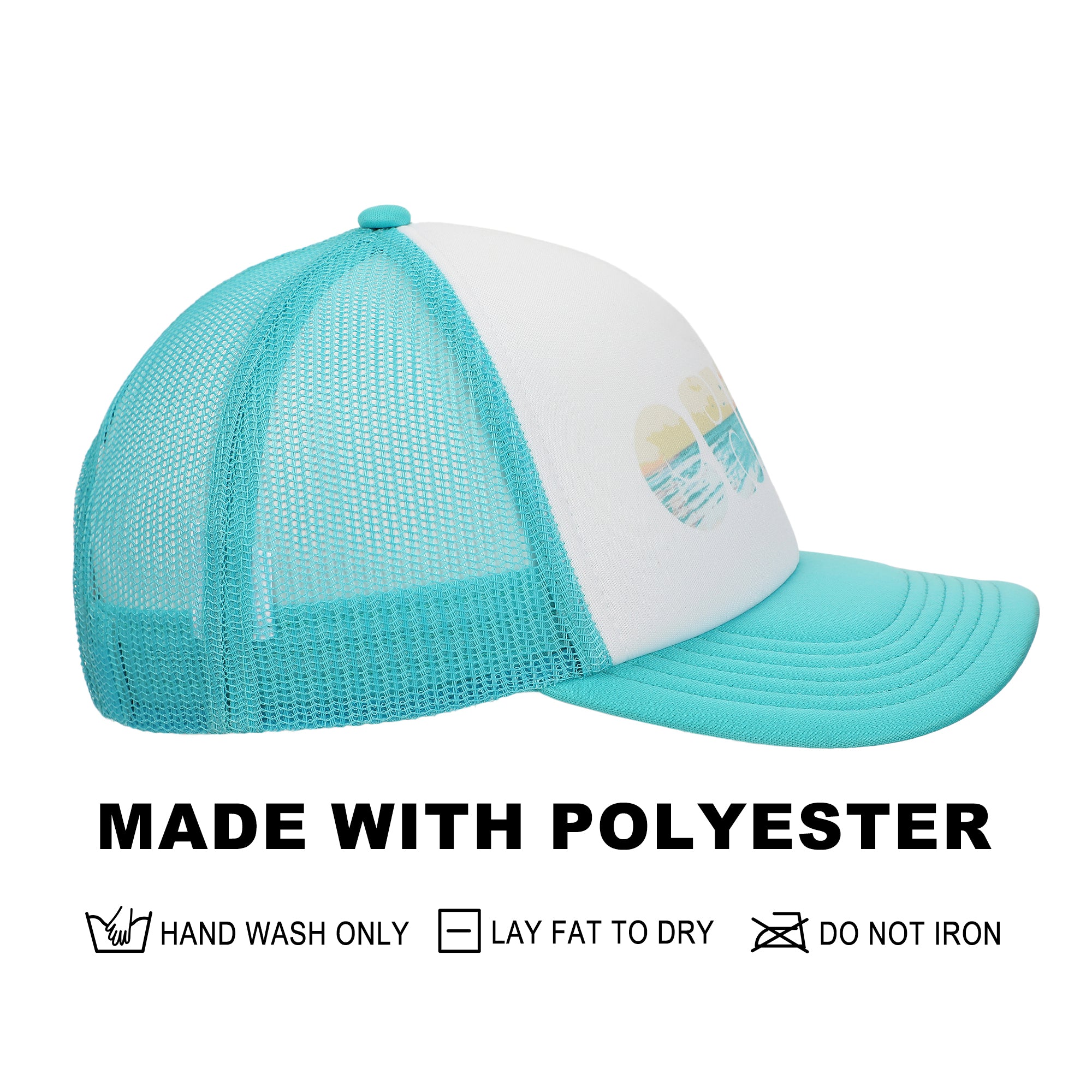 Chill Beach Vibes White & Aqua Foam Trucker Hat