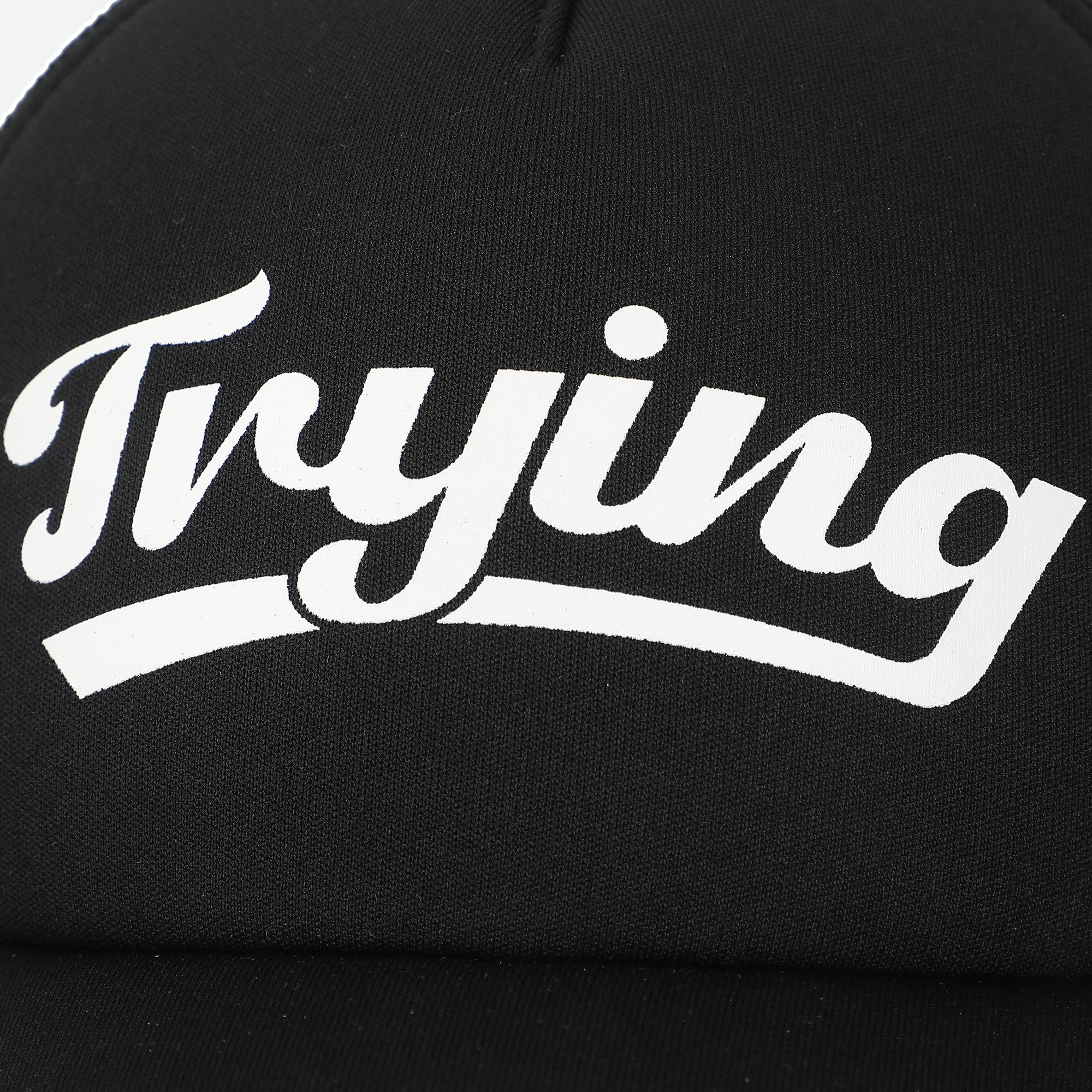 Trying Black Foam Trucker Hat