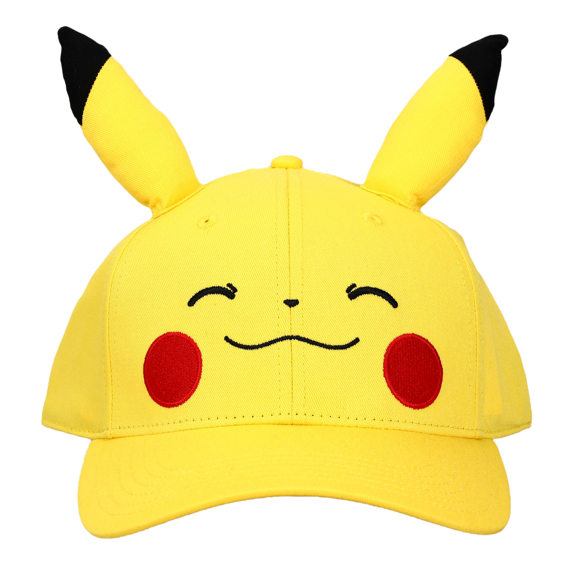 Bioworld Pokémon Pikachu Big Face Snapback Hat for Men, Adjustable Snapback Cap with Pre-Curved Bill, Acrylic Wool Blend, Officially Licensed