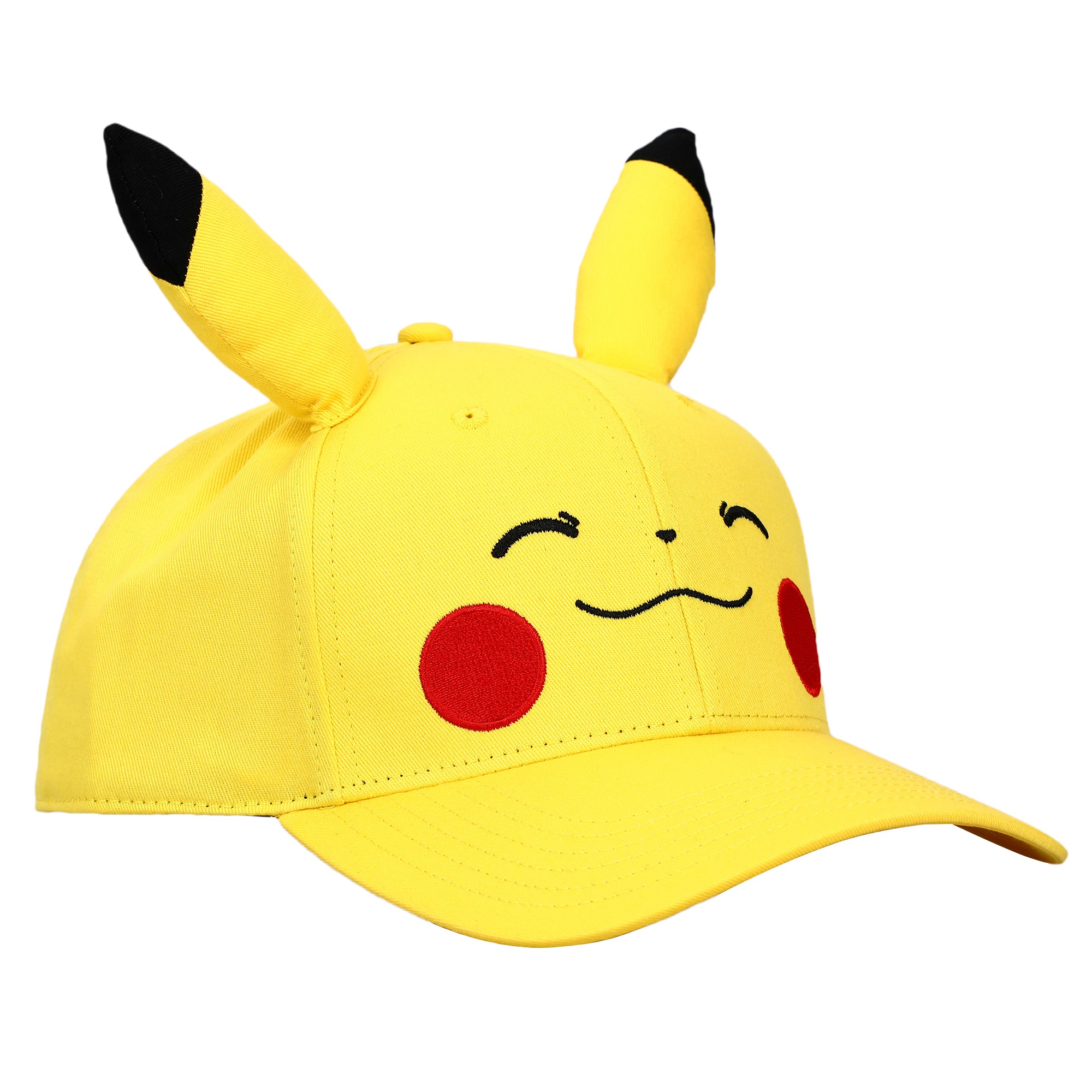 Bioworld Pokémon Pikachu Big Face Snapback Hat for Men, Adjustable Snapback Cap with Pre-Curved Bill, Acrylic Wool Blend, Officially Licensed