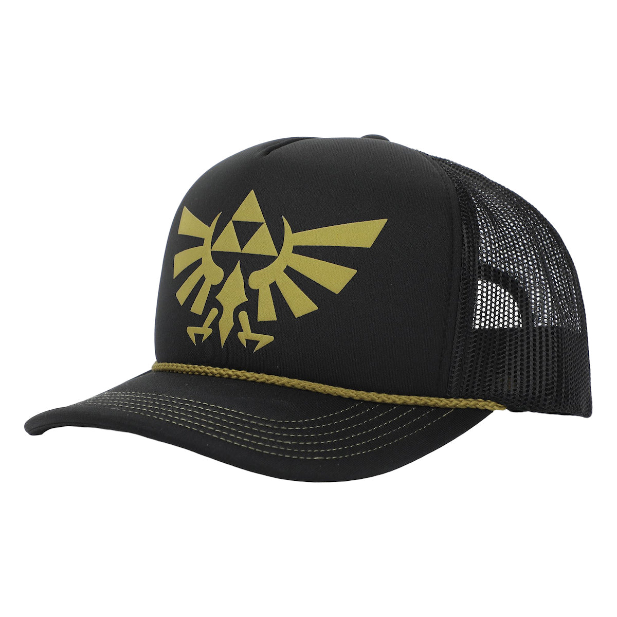 The Legend of Zelda Gold Evergreen Logo Black Trucker Hat