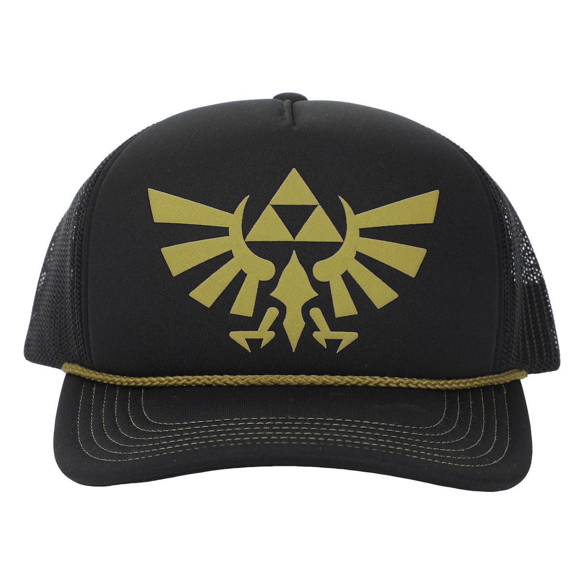 The Legend of Zelda Gold Evergreen Logo Black Trucker Hat
