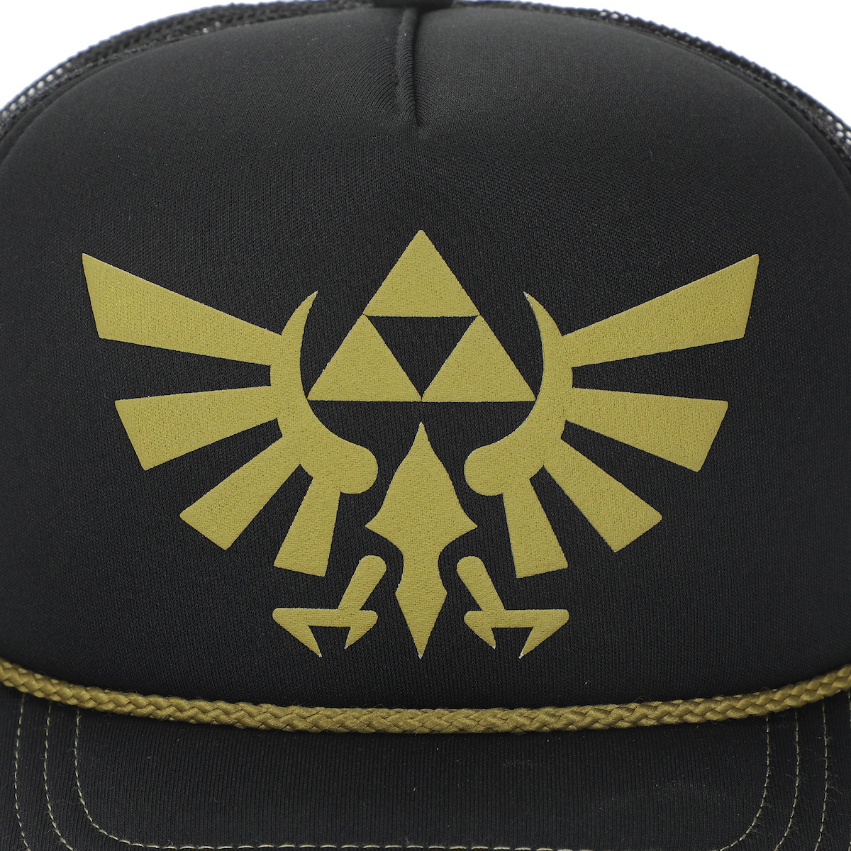 The Legend of Zelda Gold Evergreen Logo Black Trucker Hat