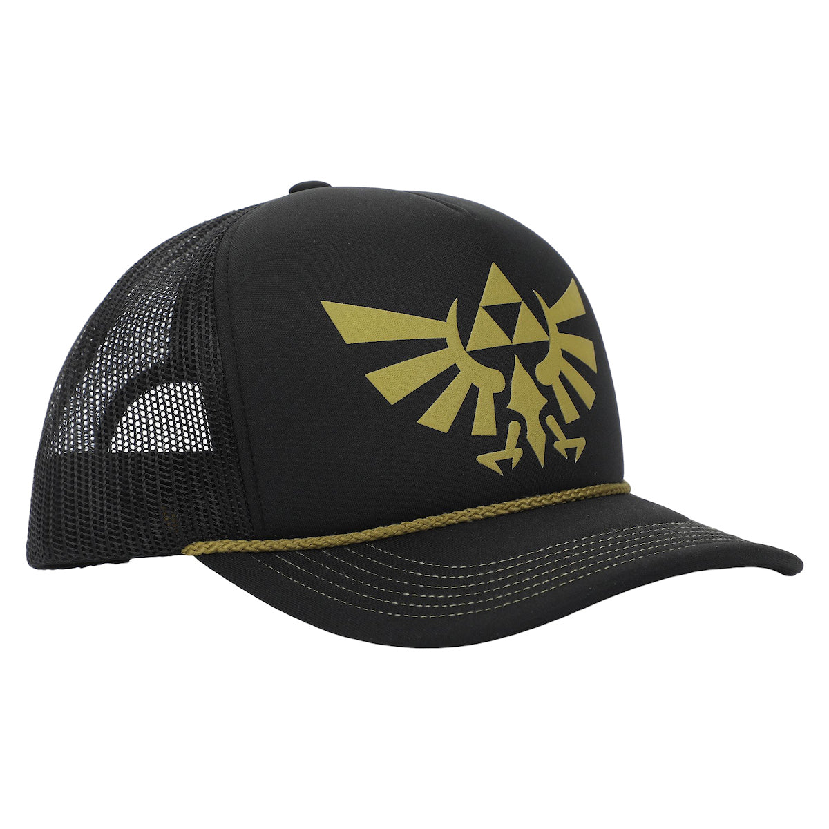 The Legend of Zelda Gold Evergreen Logo Black Trucker Hat