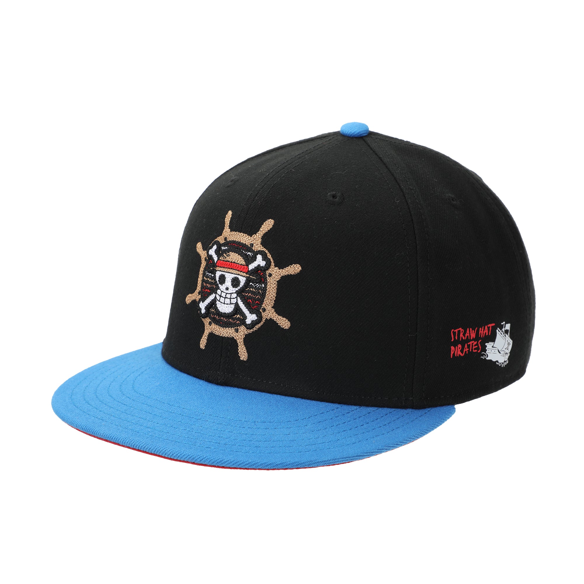 One Piece Live Action Straw Hat Pirates Compass Adult Black Snapback Hat