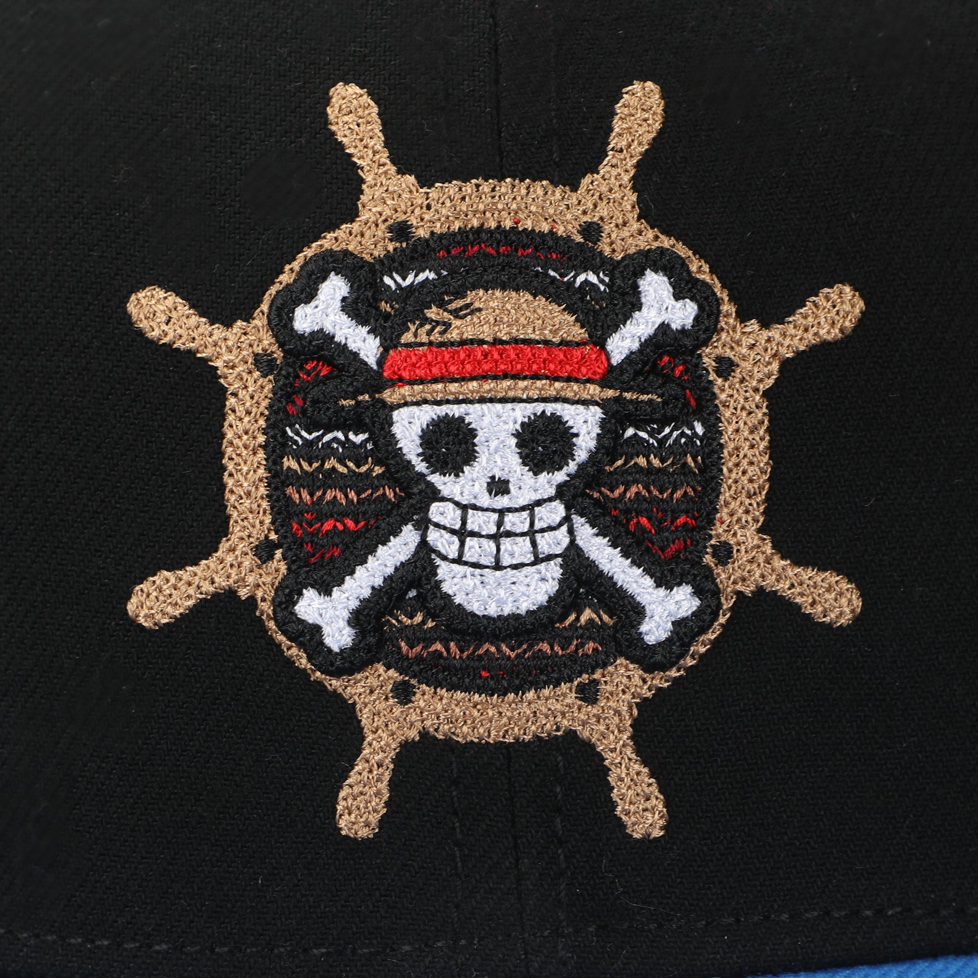 One Piece Live Action Straw Hat Pirates Compass Adult Black Snapback Hat