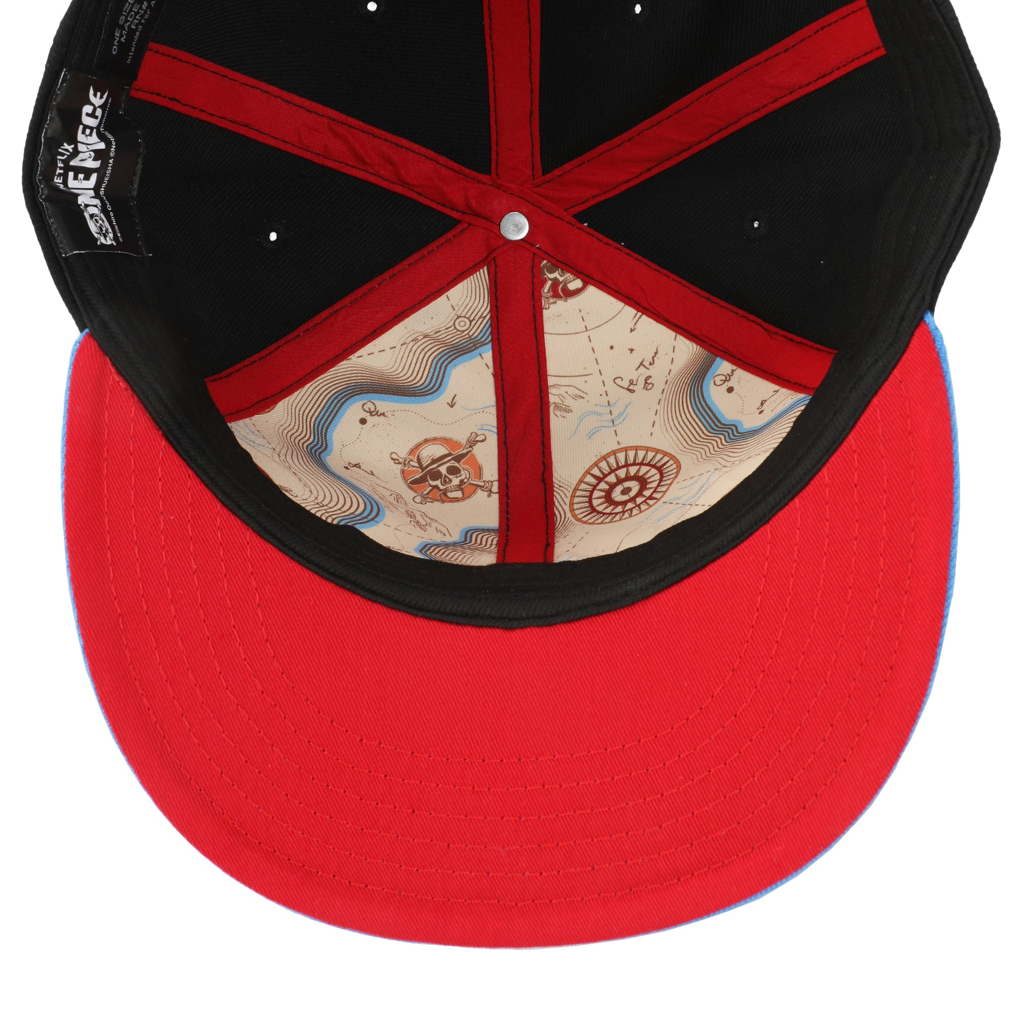One Piece Live Action Straw Hat Pirates Compass Adult Black Snapback Hat