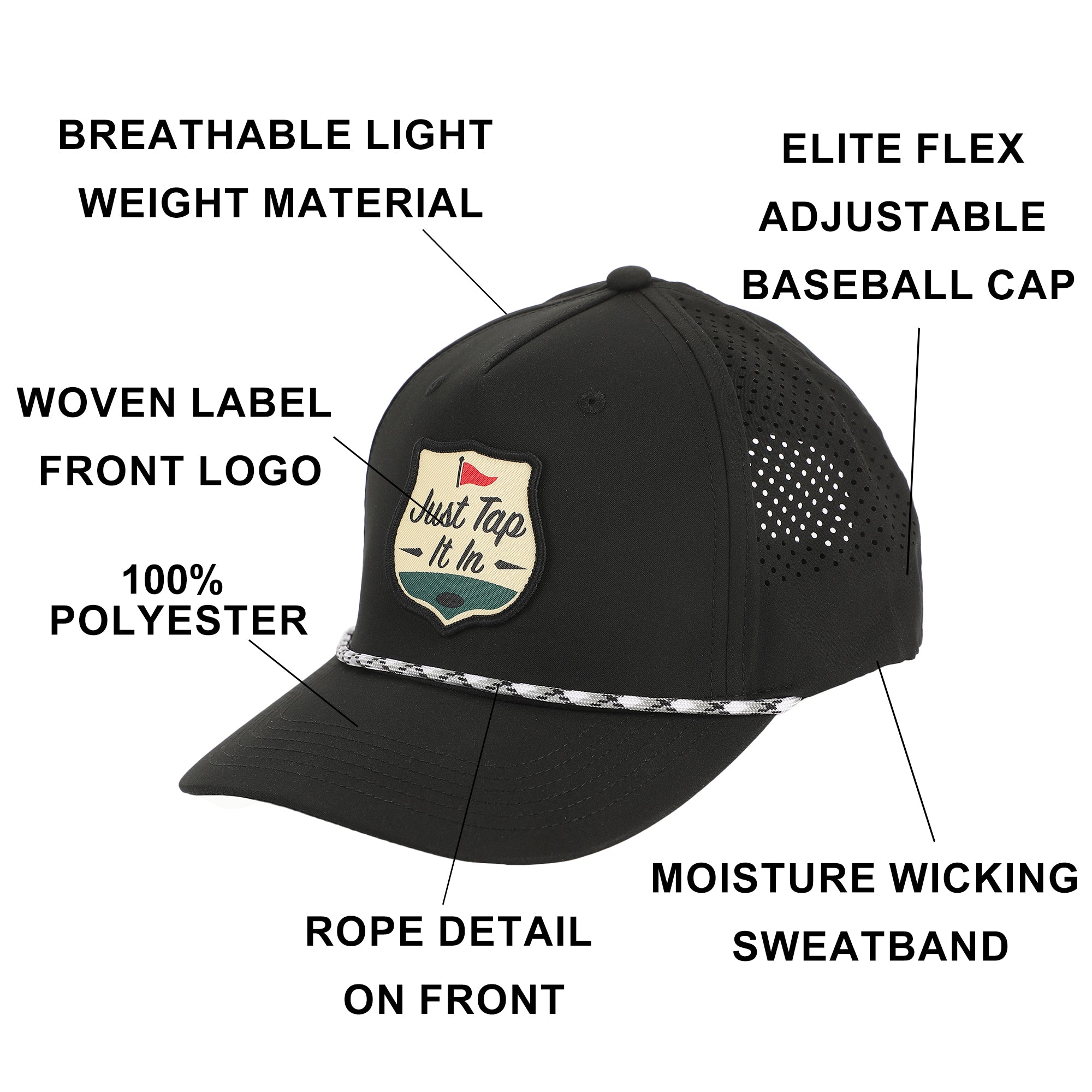 Happy Gilmore "Just Tap It In" Woven Patch On A 5 Panel Perforated Performance Sb Snapback