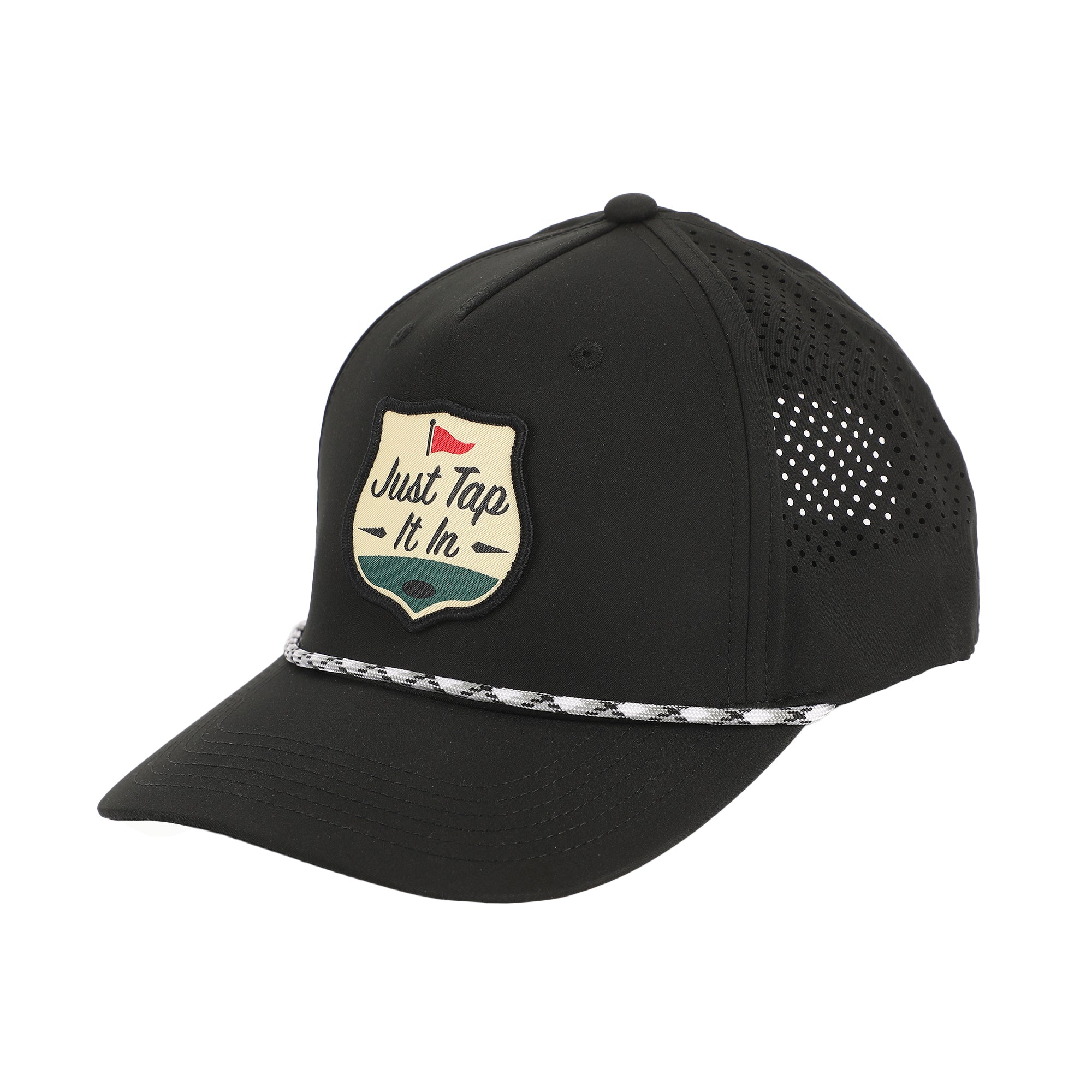 Happy Gilmore "Just Tap It In" Woven Patch On A 5 Panel Perforated Performance Sb Snapback