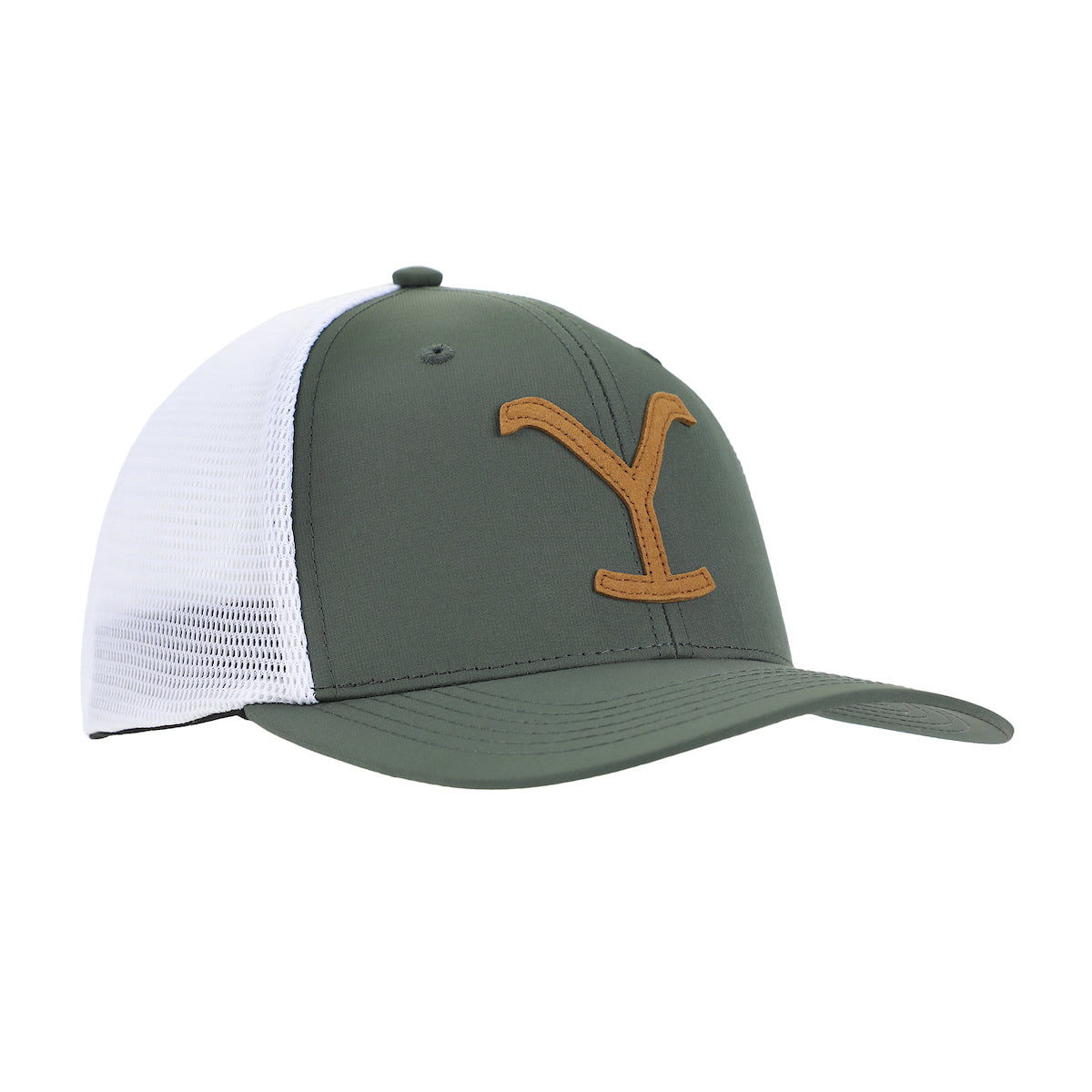 Yellowstone Logo Olive Elite Flex Trucker Hat