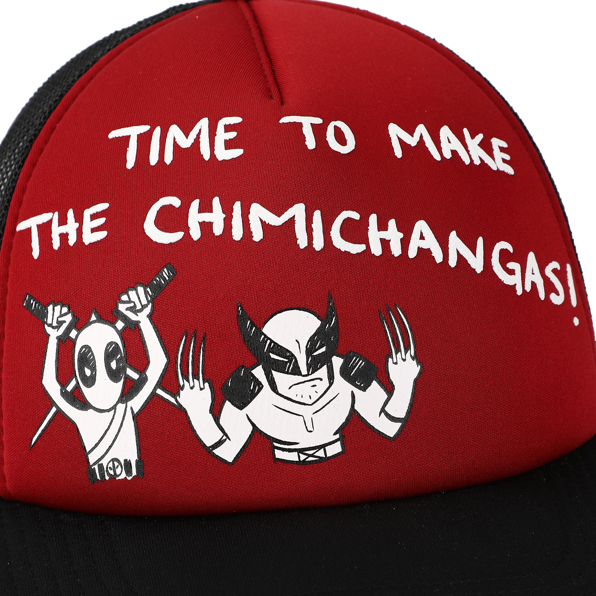Deadpool & Wolverine Time To Make The Chimichanga Red & Black Trucker Hat
