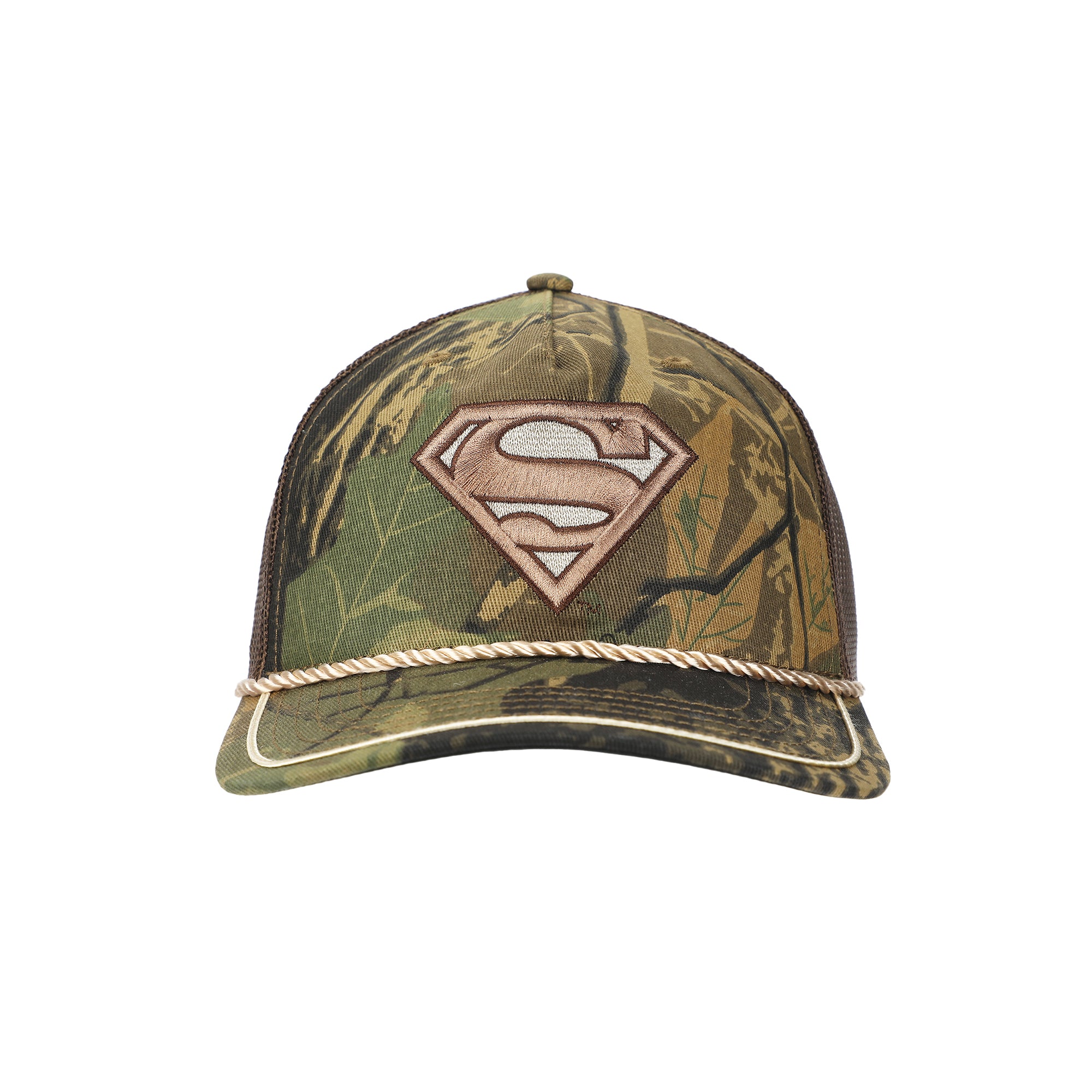 Superman Embroidered Logo Adult Camouflage Retro Trucker Hat