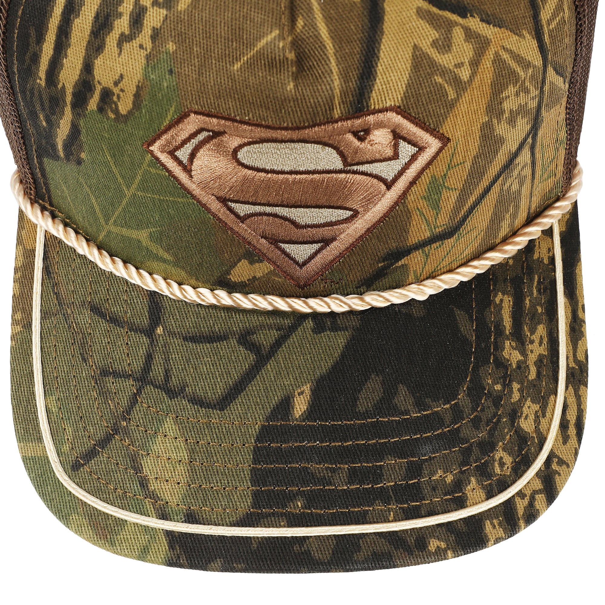 Superman Embroidered Logo Adult Camouflage Retro Trucker Hat