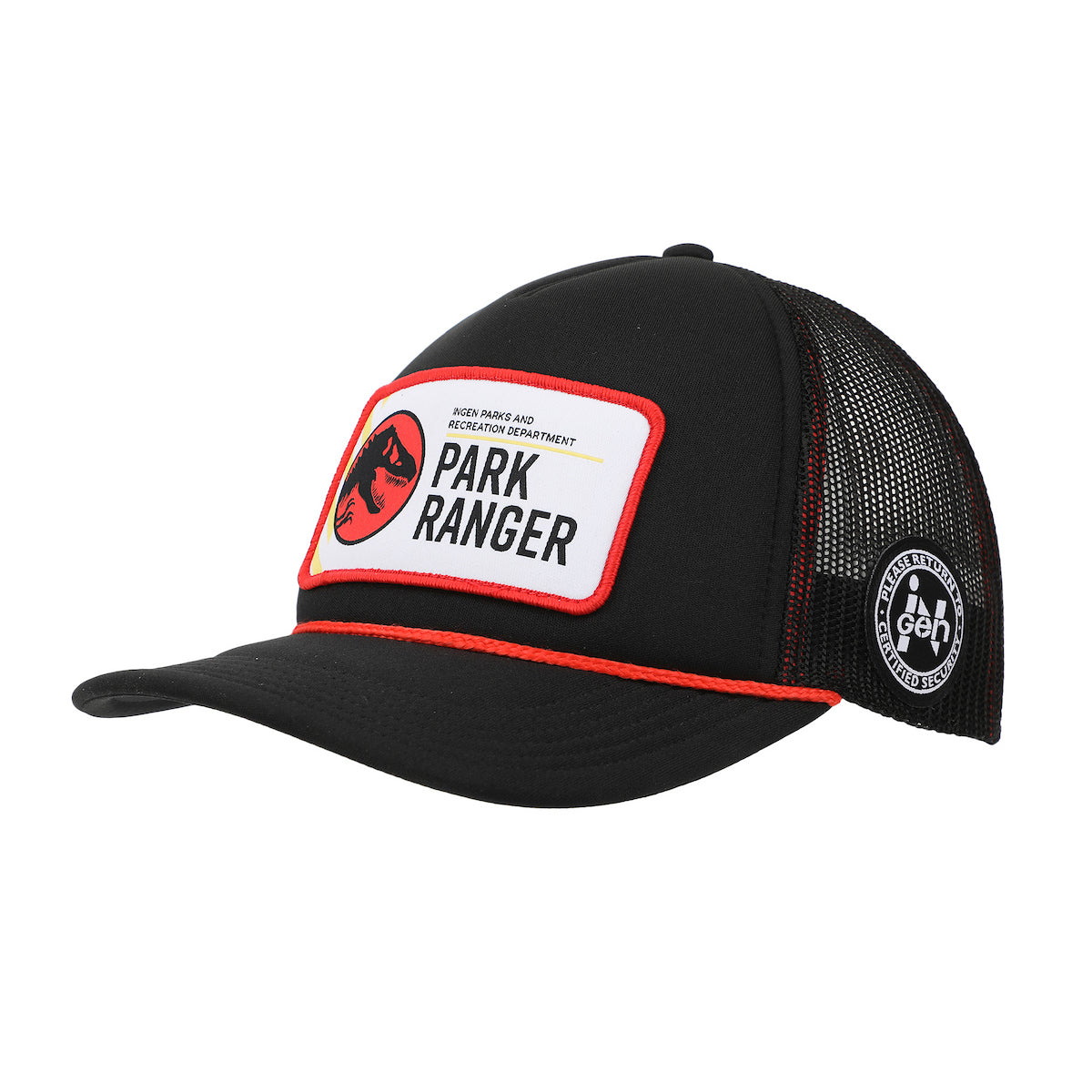 Jurassic Park Park Ranger Badge Trucker Black Hat