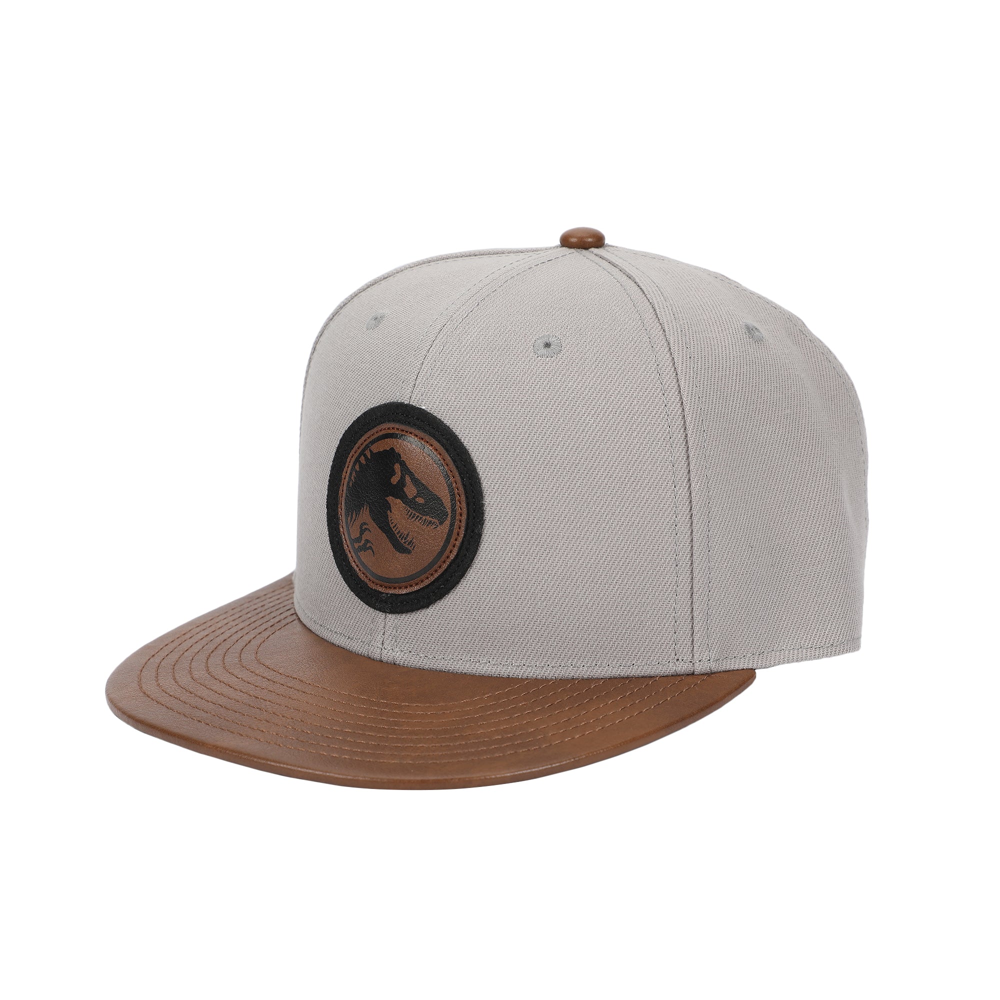 Jurassic Park Logo Woven Patch White Snapback Hat