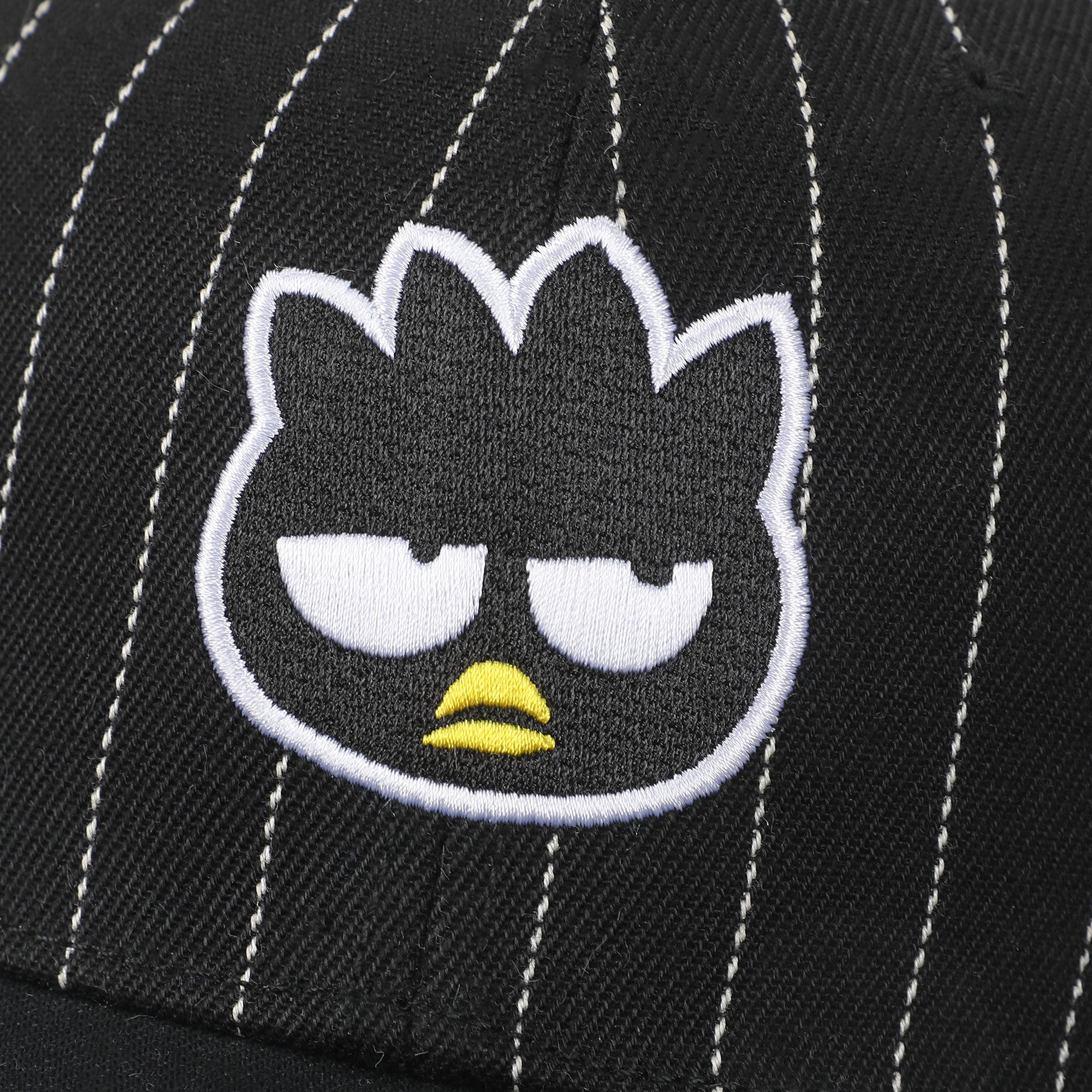 Badtz-Maru Embroidered Character Face Black Striped Poly Wool Baseball Hat