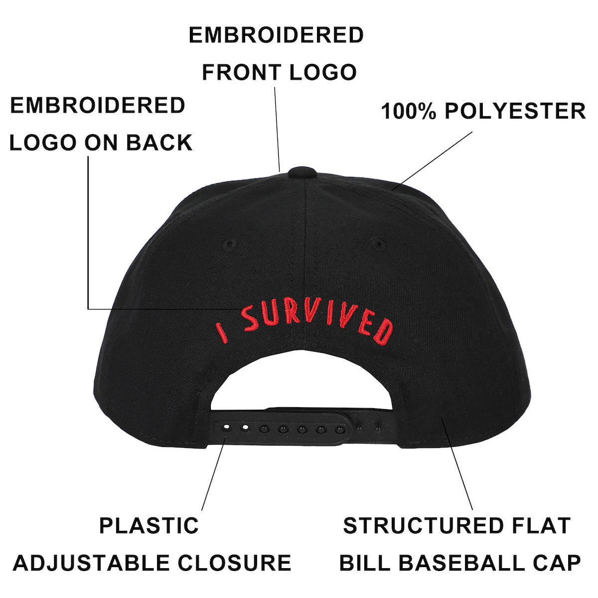 Five Nights At Freddy's I Survived Black Flat Bill Baseball Cap