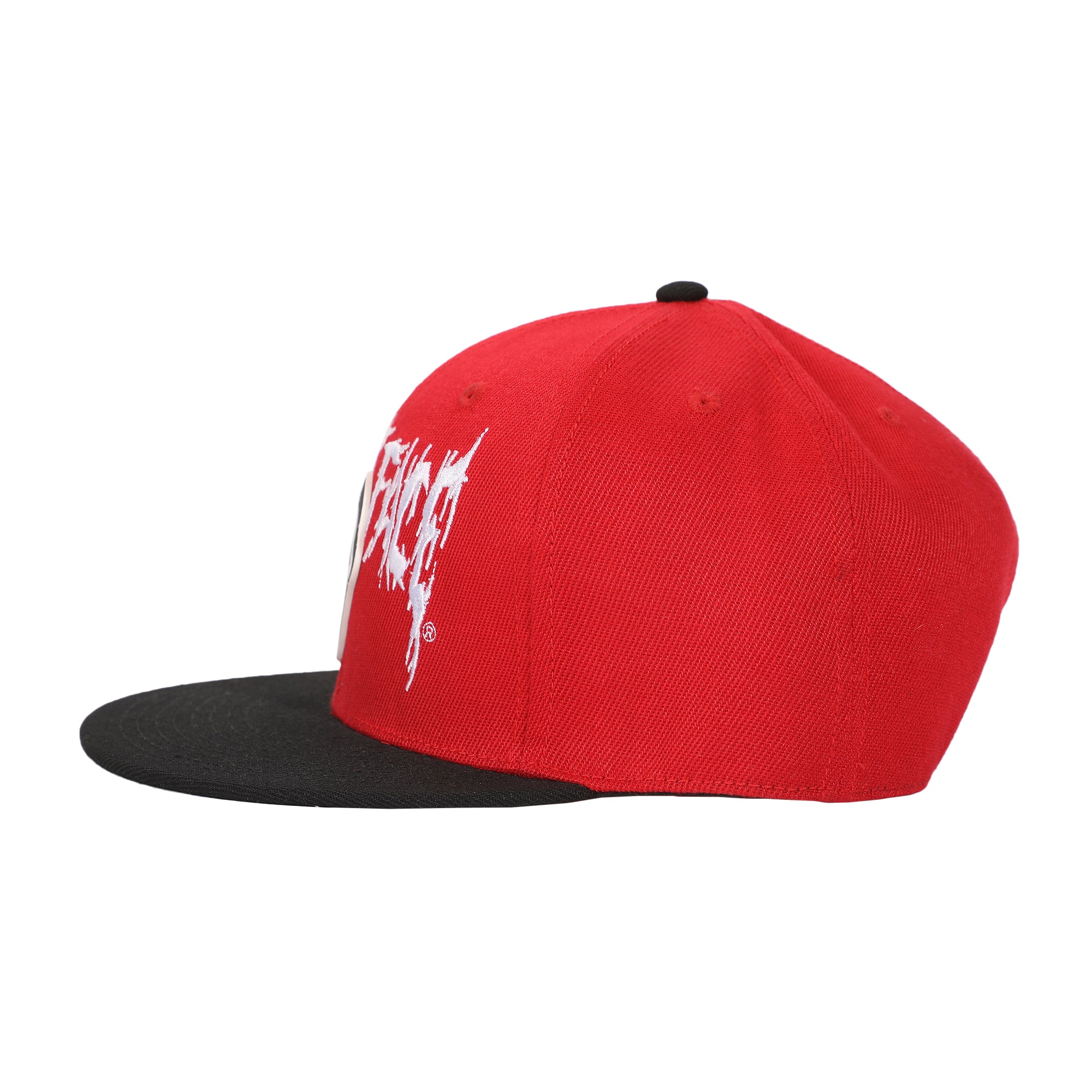 Ghostface Mask Rubber Badge Red Flat Bill Baseball Cap
