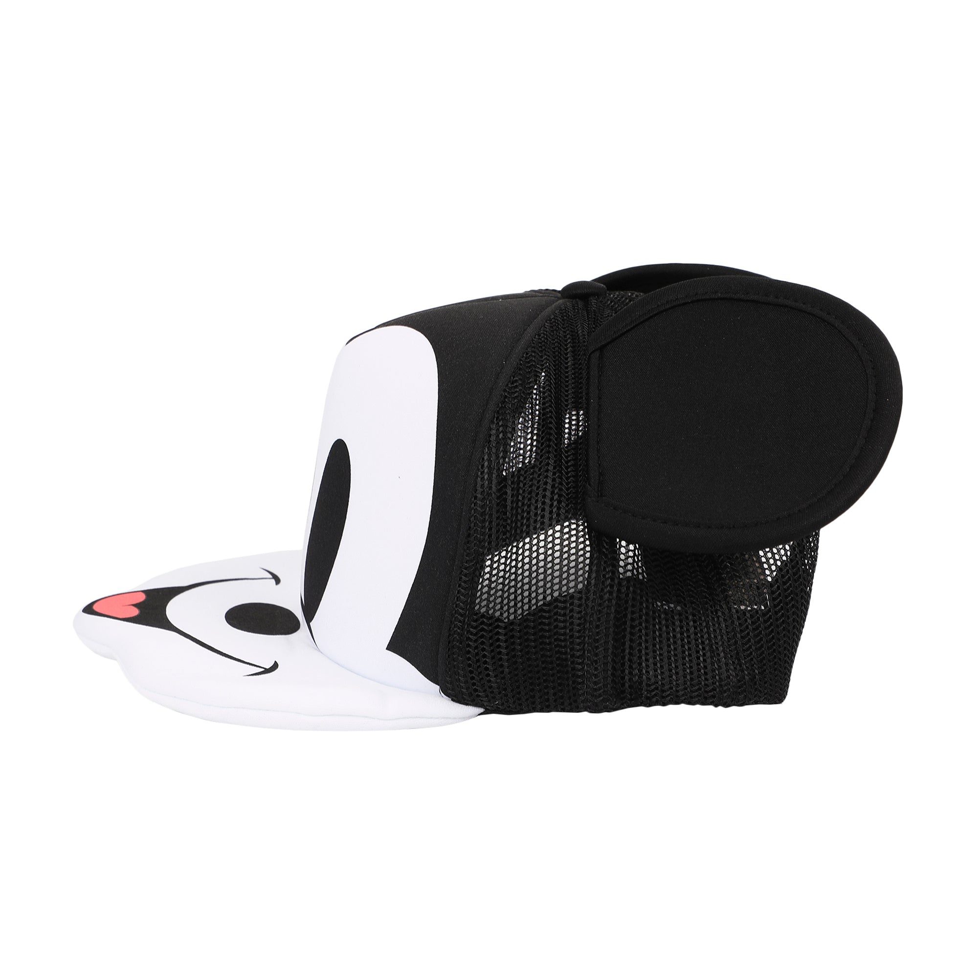 Mickey Mouse Die Cut Bill And Ear Applique Nylon And Mesh B5 Trucker Hat Snapback