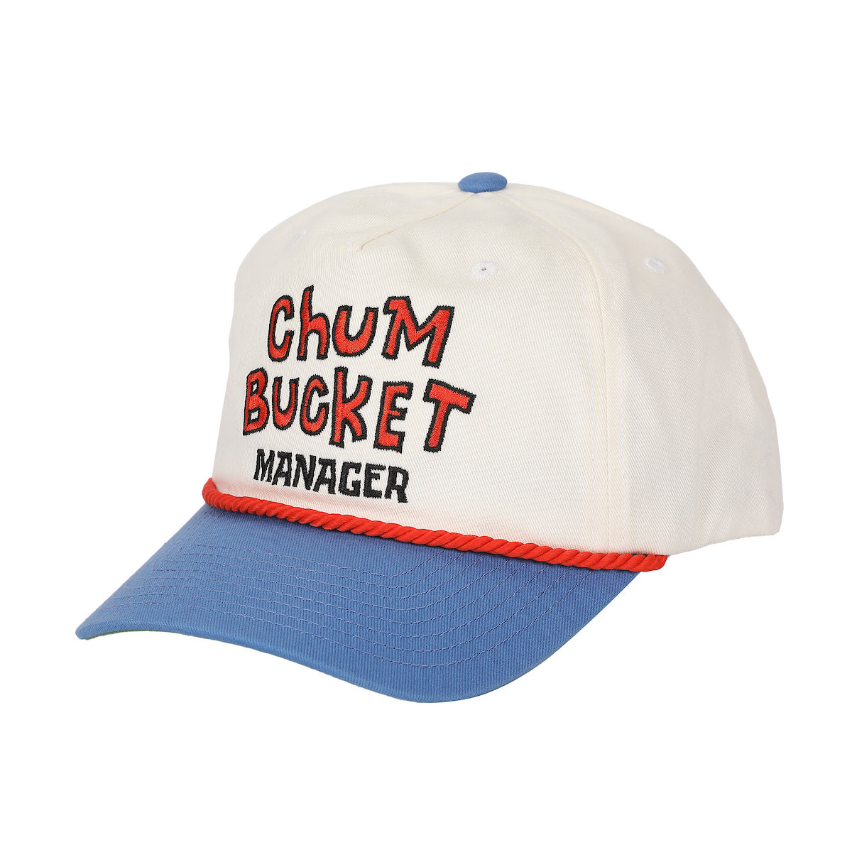 Spongebob Squarepants Chum Bucket Manager White & Blue Retro Grandpa Snapback Hat