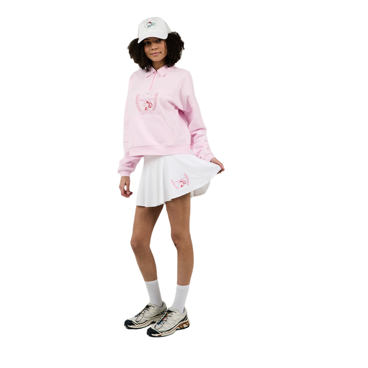 Hello Kitty Embroidered Character Art Women's White Skirt