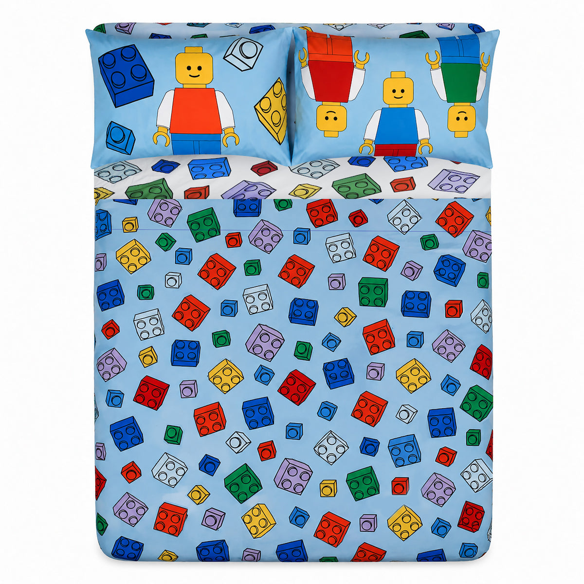 Lego Stax Kids Sheets 4pc Double Set with Rotary Print, Multicolor